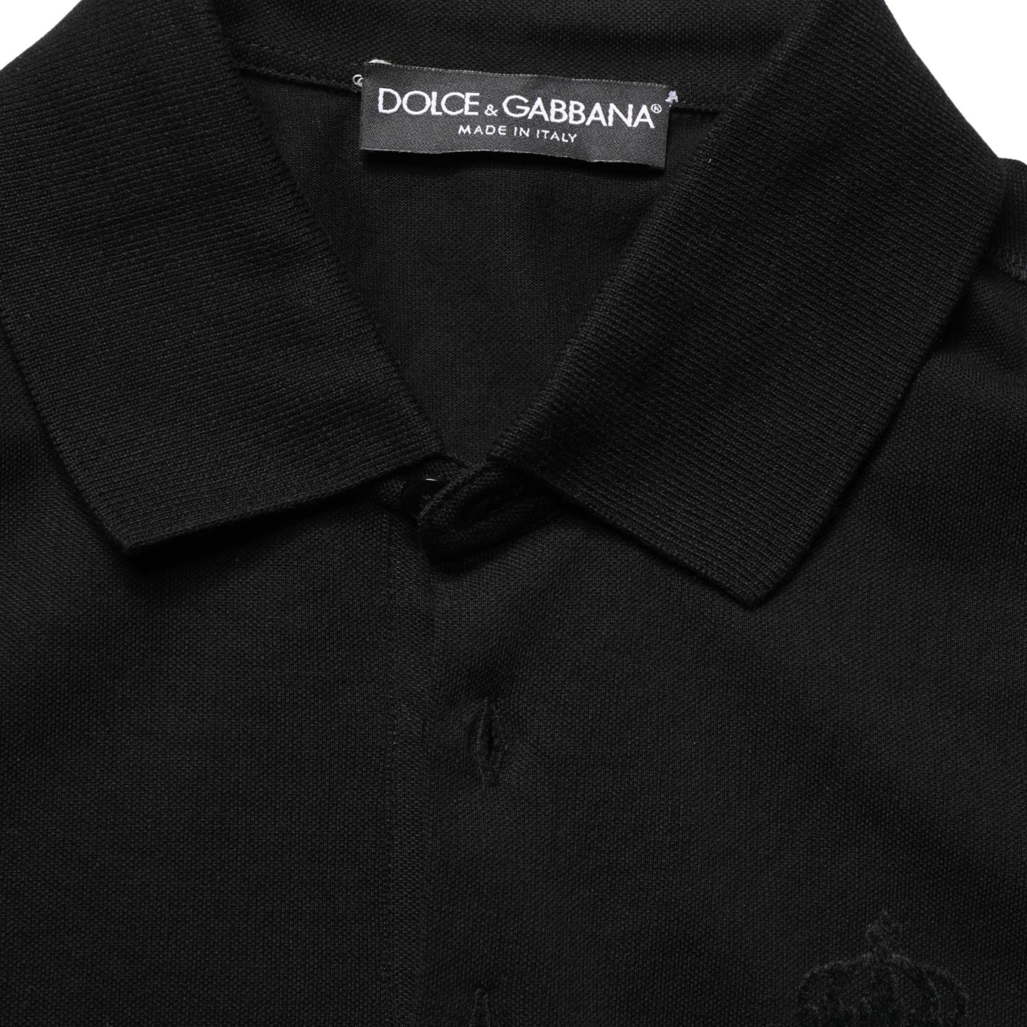 Dolce & Gabbana Black Cotton Collared Short Sleeves Men Polo T-shirt