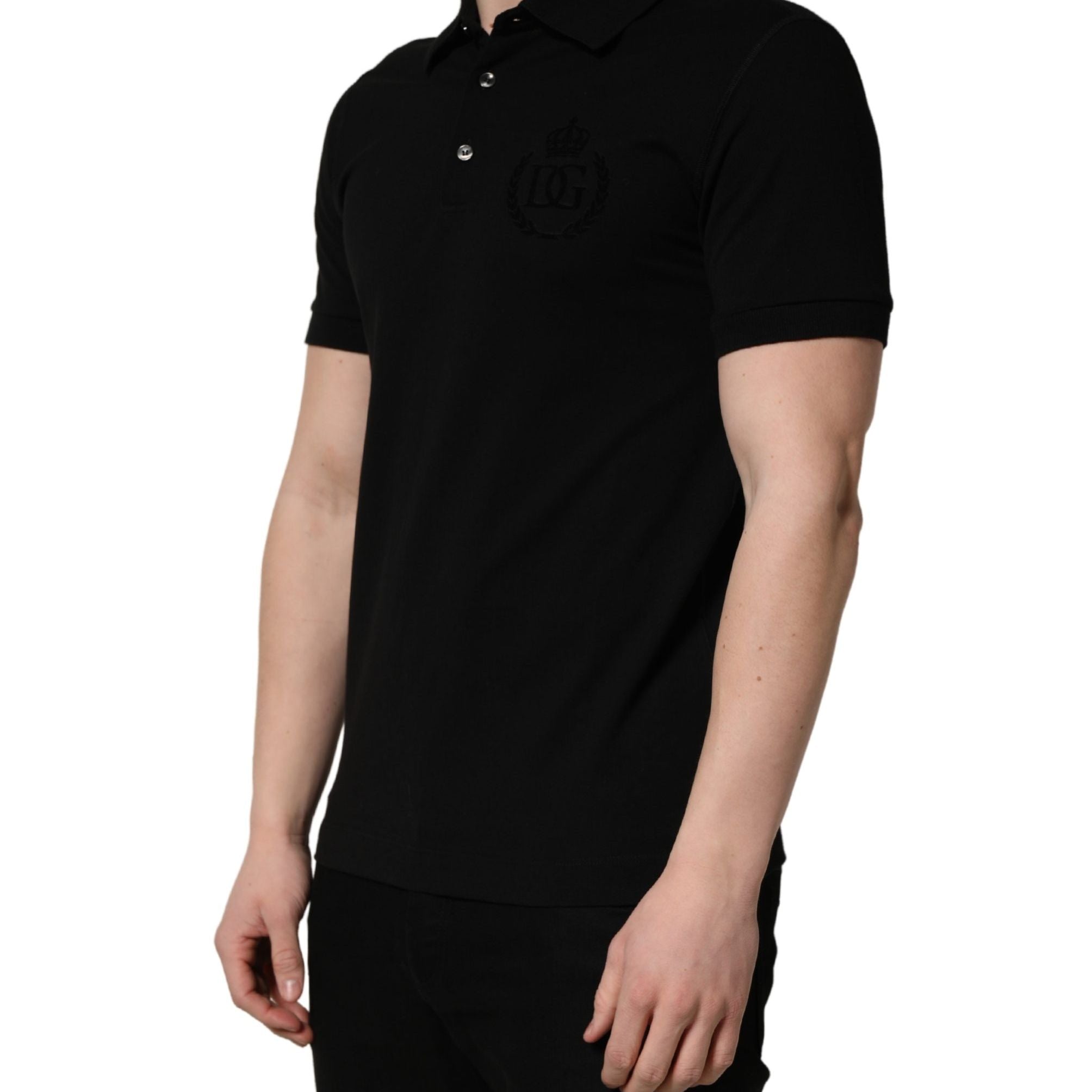 Dolce & Gabbana Black Cotton Collared Short Sleeves Men Polo T-shirt