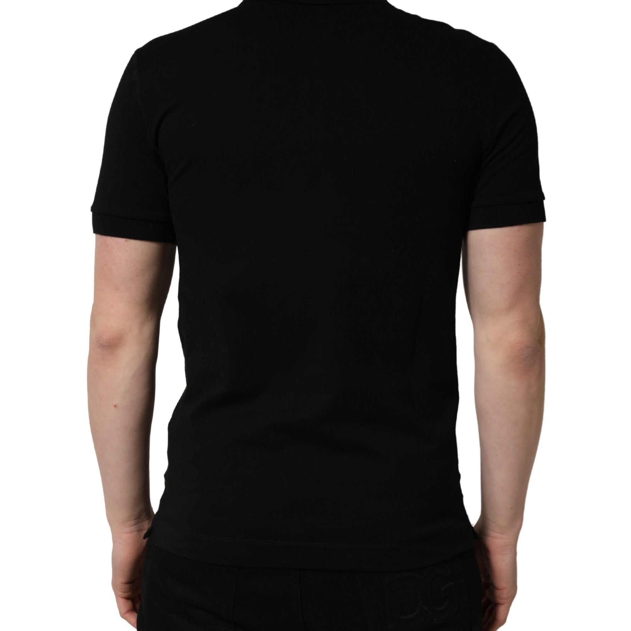 Dolce & Gabbana Black Cotton Collared Short Sleeves Men Polo T-shirt
