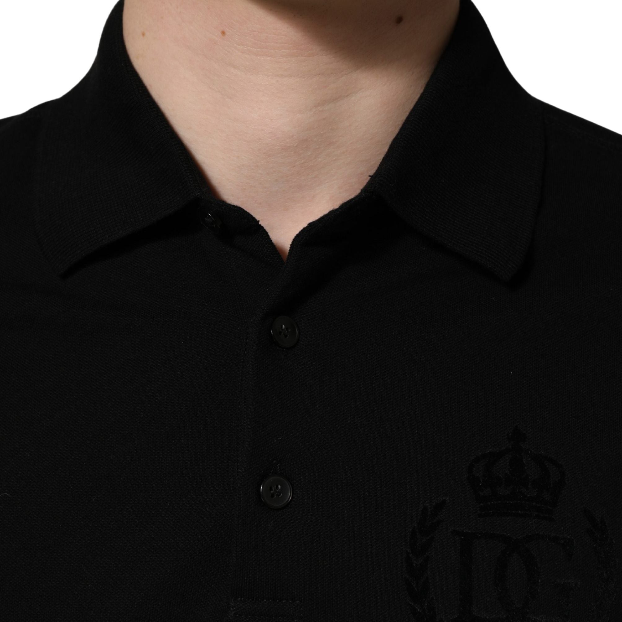Dolce & Gabbana Black Cotton Collared Short Sleeves Men Polo T-shirt