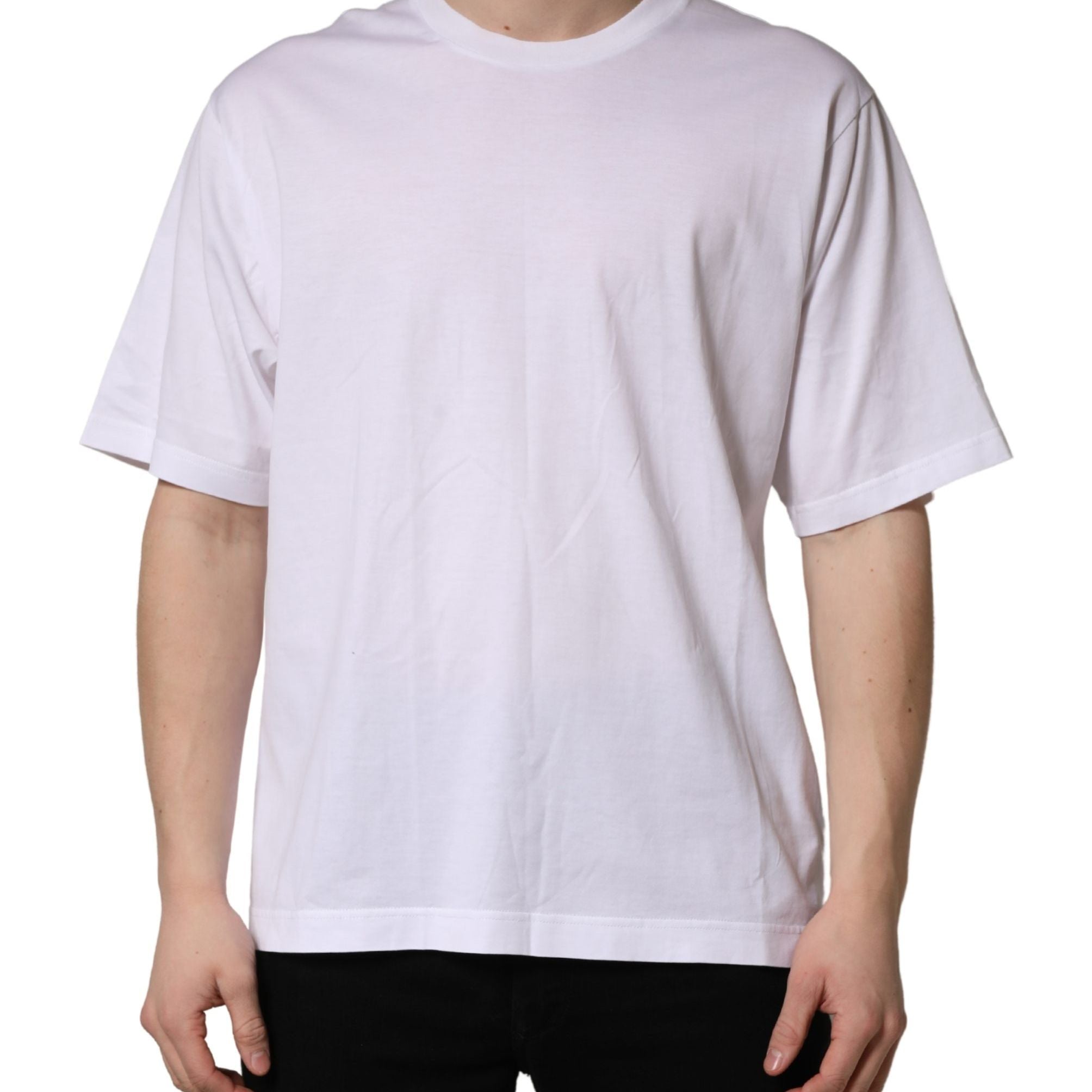 Dolce & Gabbana White Oversized Cotton Men Crew Neck T-shirt
