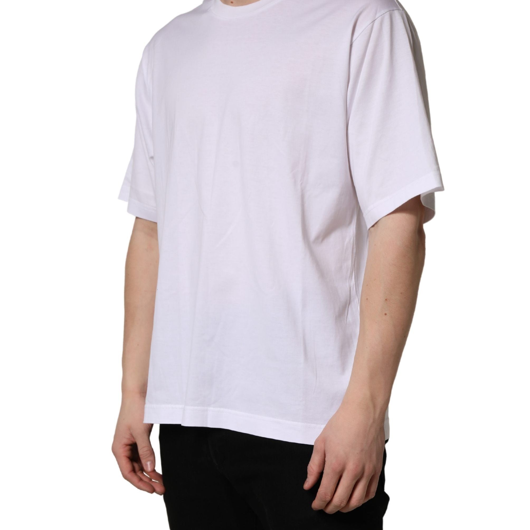 Dolce & Gabbana White Oversized Cotton Men Crew Neck T-shirt