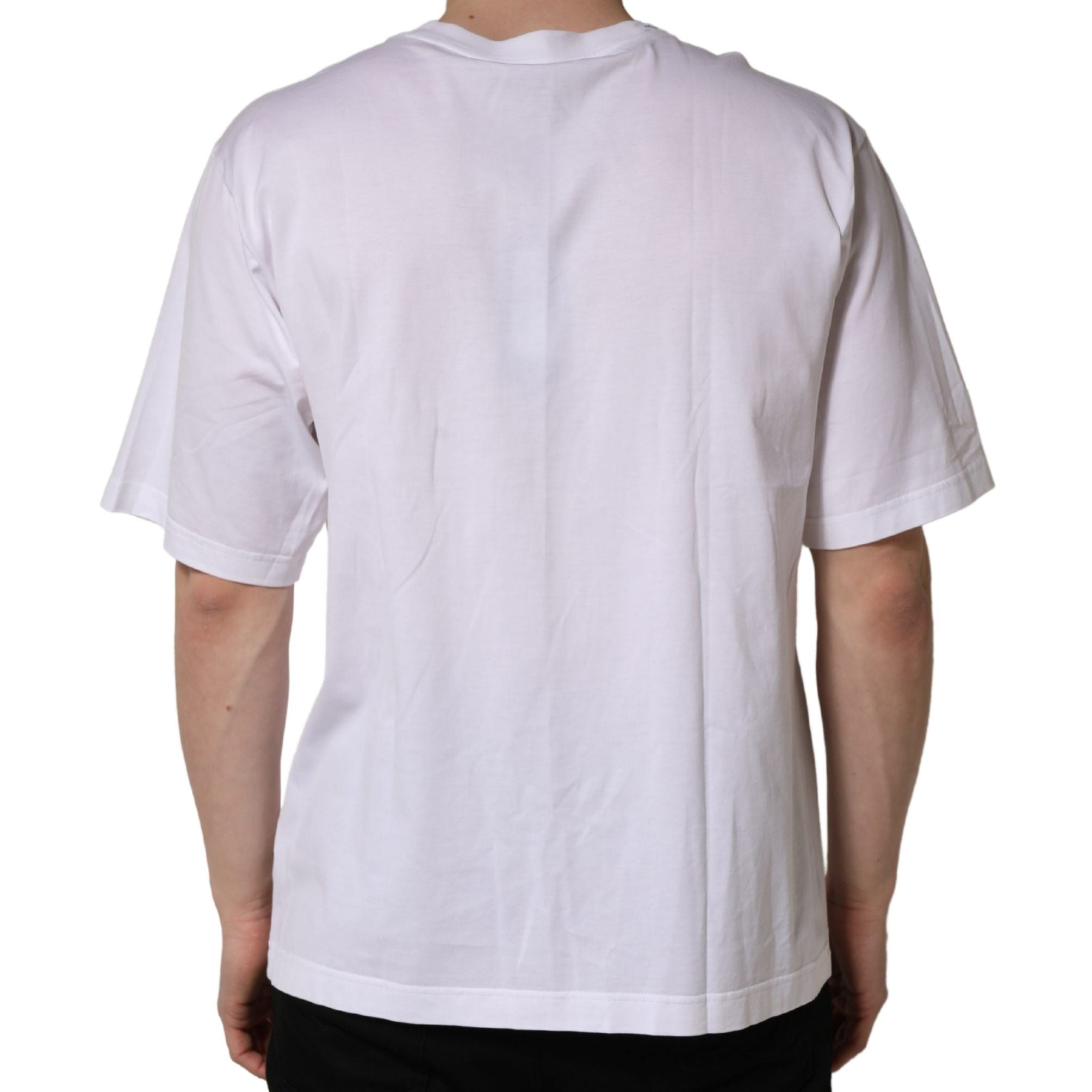 Dolce & Gabbana White Oversized Cotton Men Crew Neck T-shirt