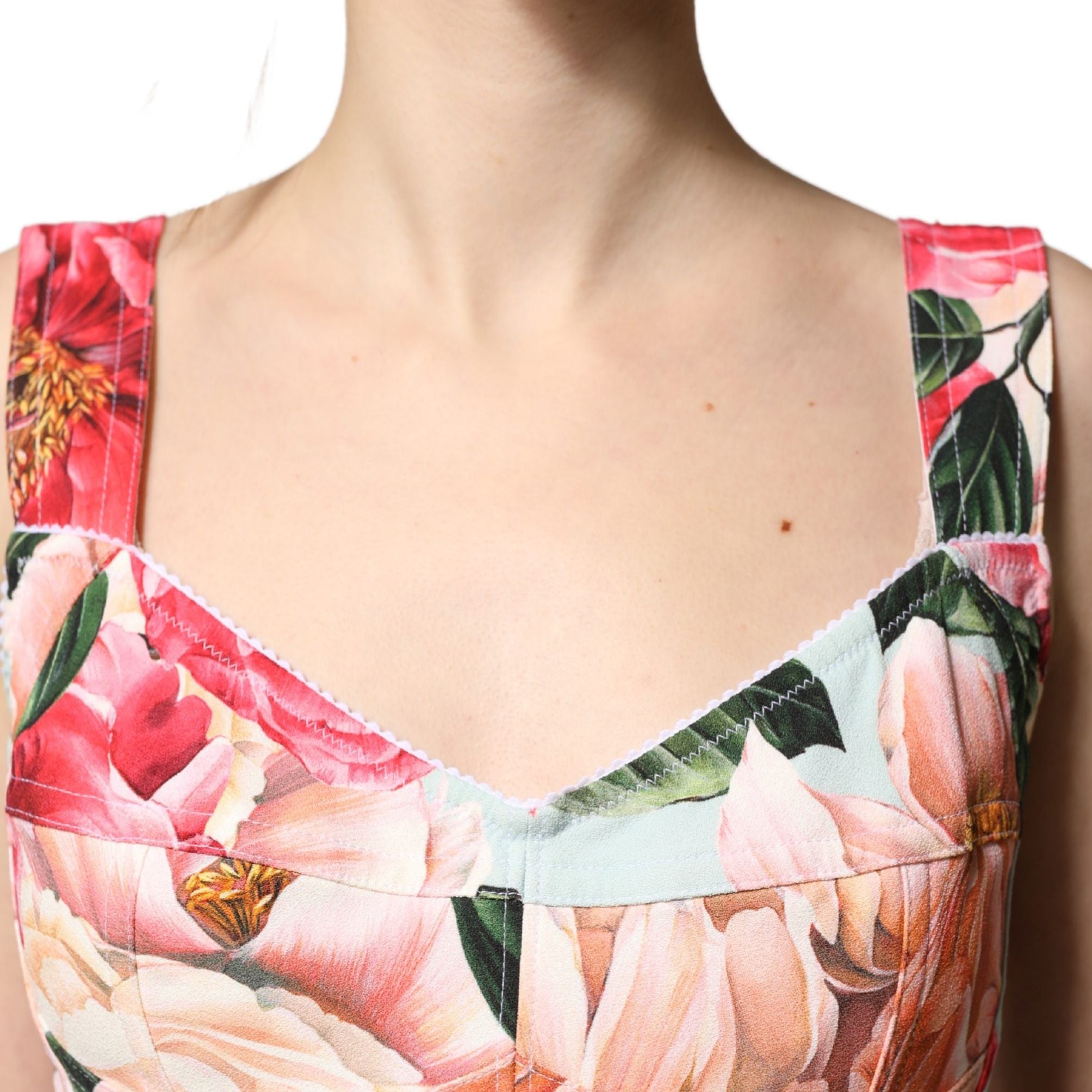 Dolce & Gabbana Multicolor Floral Print Viscose Sheath Dress