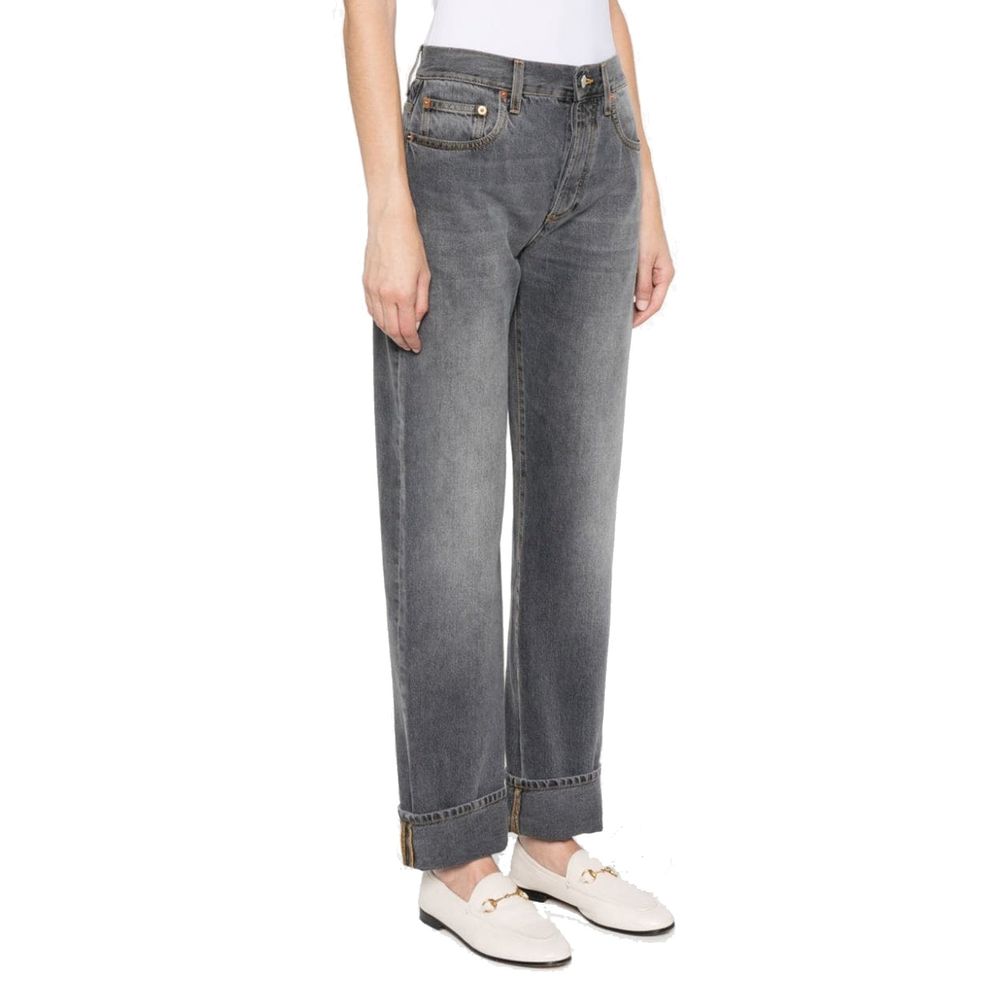 Gucci Gray Cotton Relaxed Fit Jeans