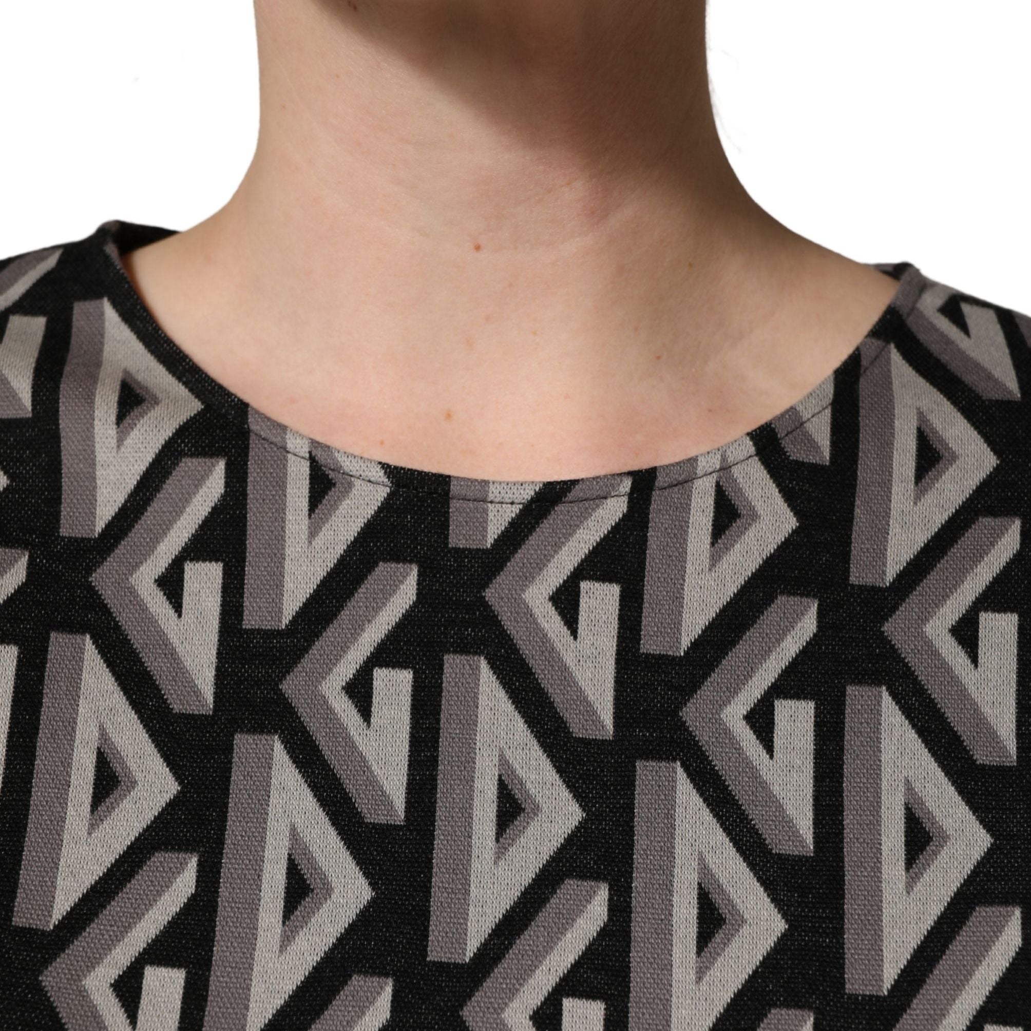 Dolce & Gabbana Black Logo Print Cotton Knee Length Dress