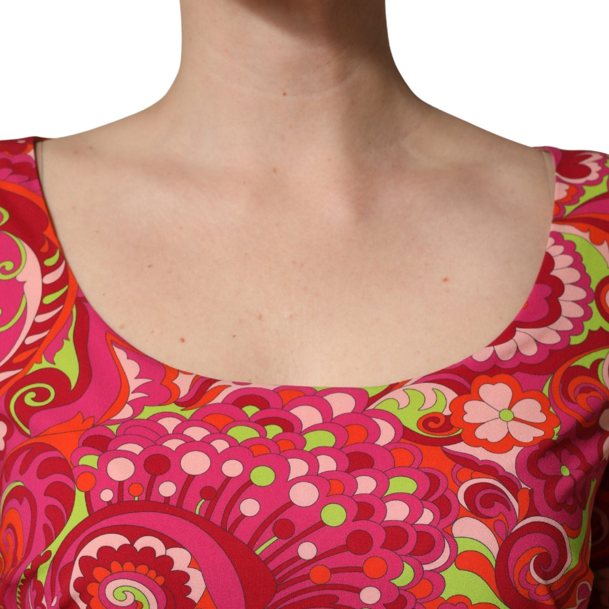 Dolce & Gabbana Red Paisley Floral Print Sheath Midi Dress