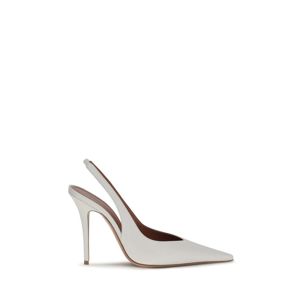 Amina Muaddi White Lamb Ovis Aries Aries High Heel Pumps