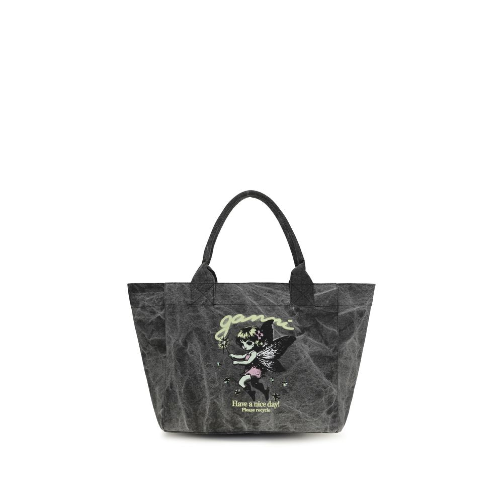 Ganni Gray Recycled Cotton Shoulder Bag