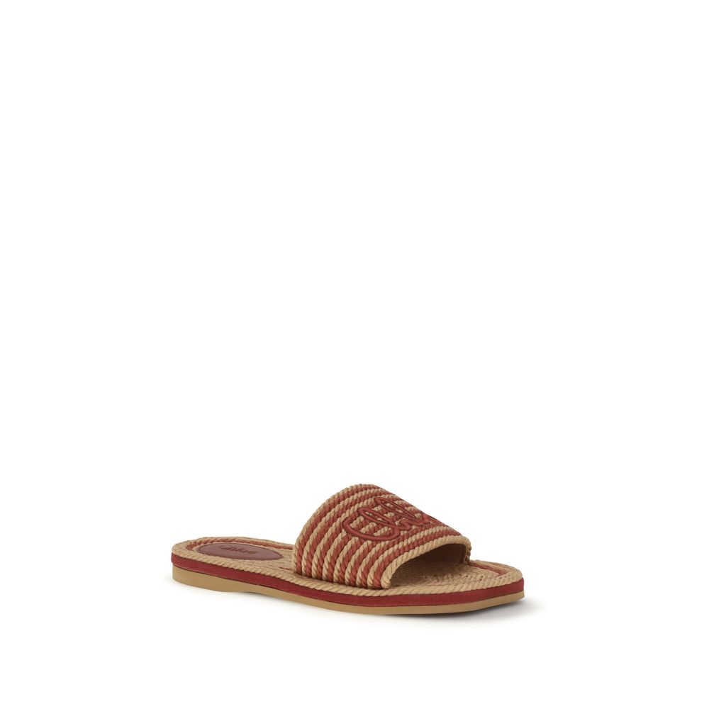 Chloé Brown Raffia Slippers