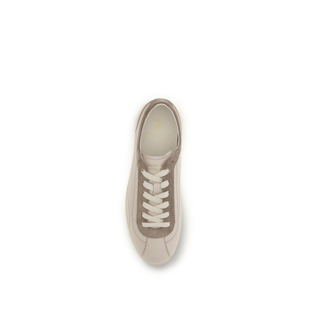 Brunello Cucinelli Beige Leather Low Top Sneakers