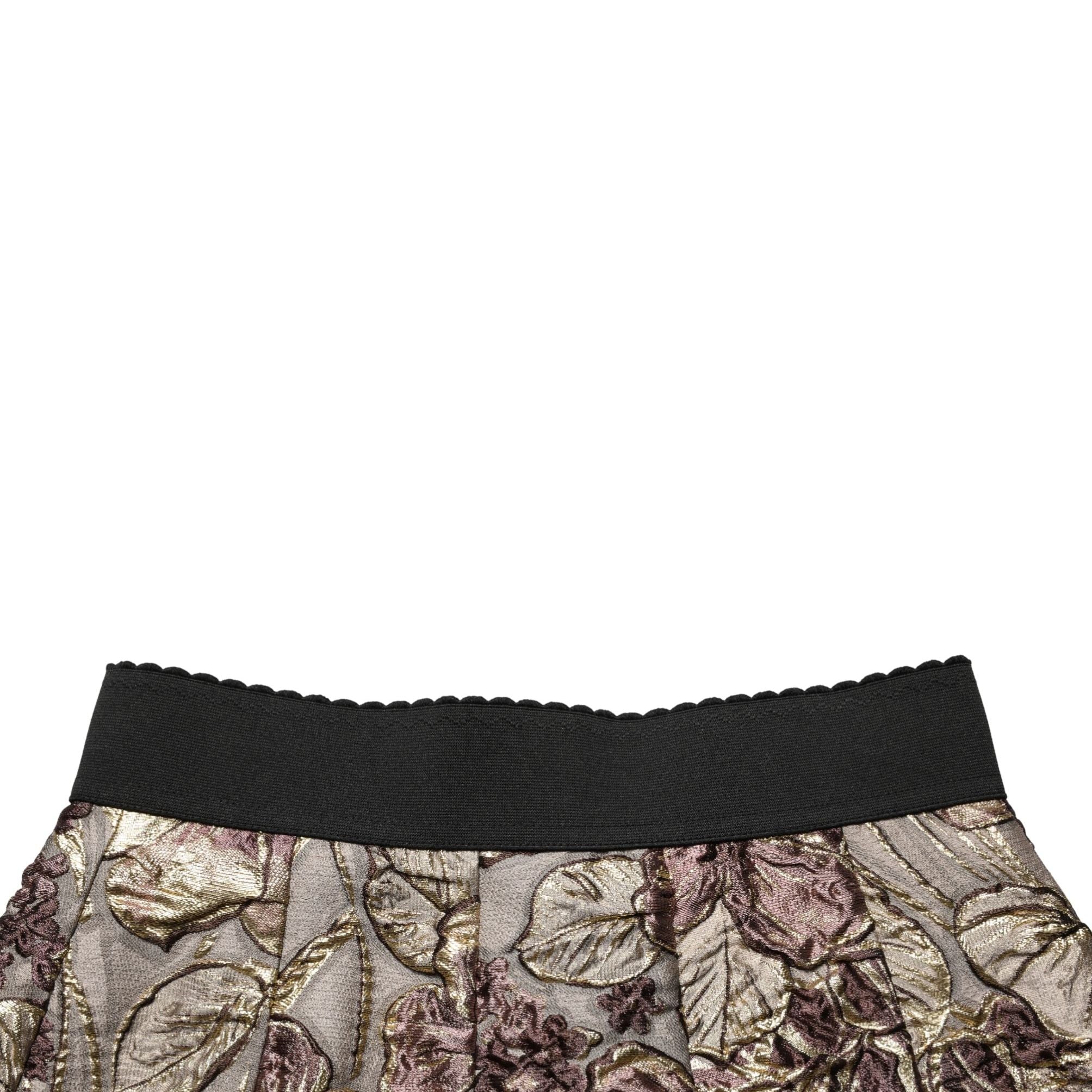 Dolce & Gabbana Multicolor Floral Jacquard A-LineMini Skirt