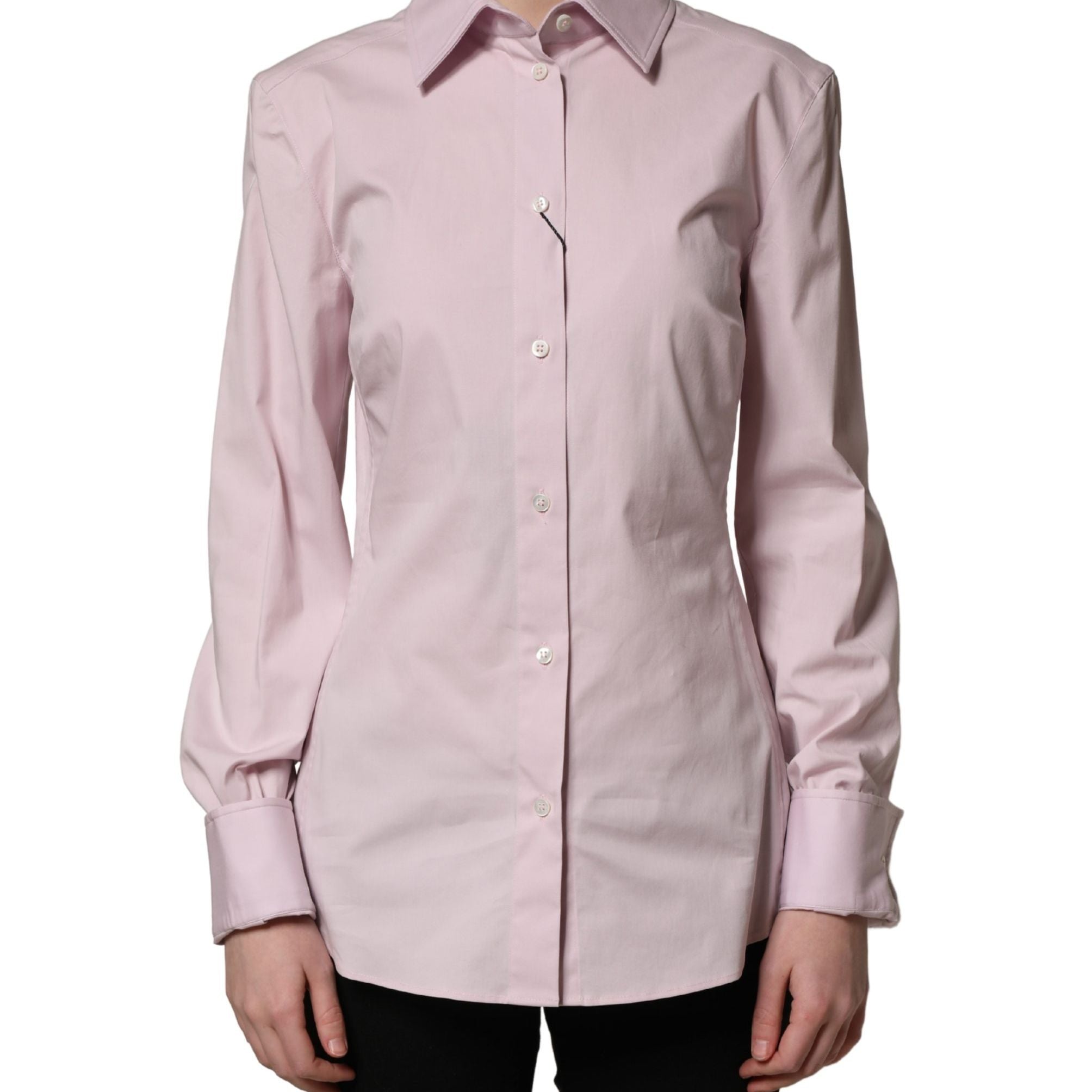 Dolce & Gabbana Pink Cotton Long Sleeves Collared Shirt Top