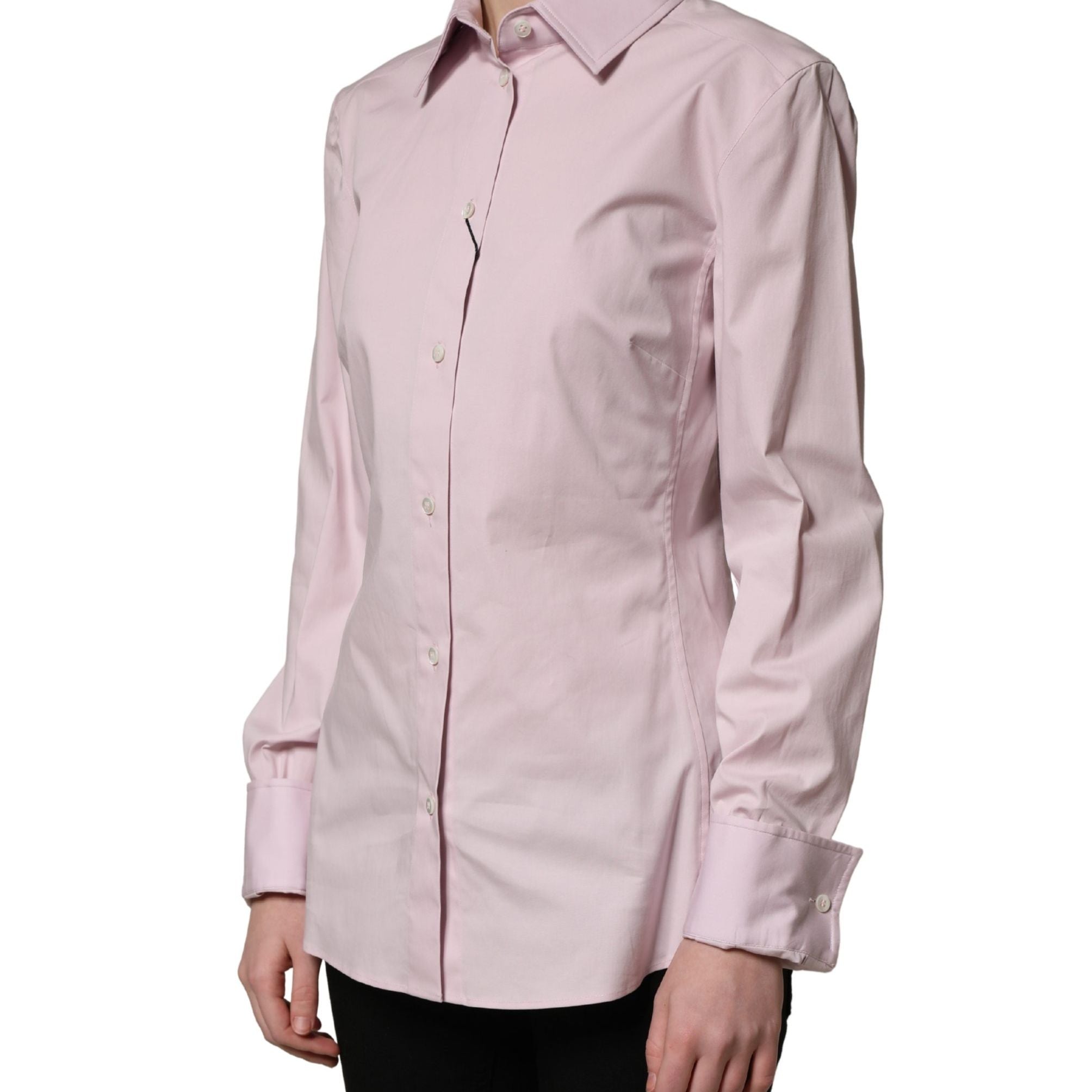 Dolce & Gabbana Pink Cotton Long Sleeves Collared Shirt Top