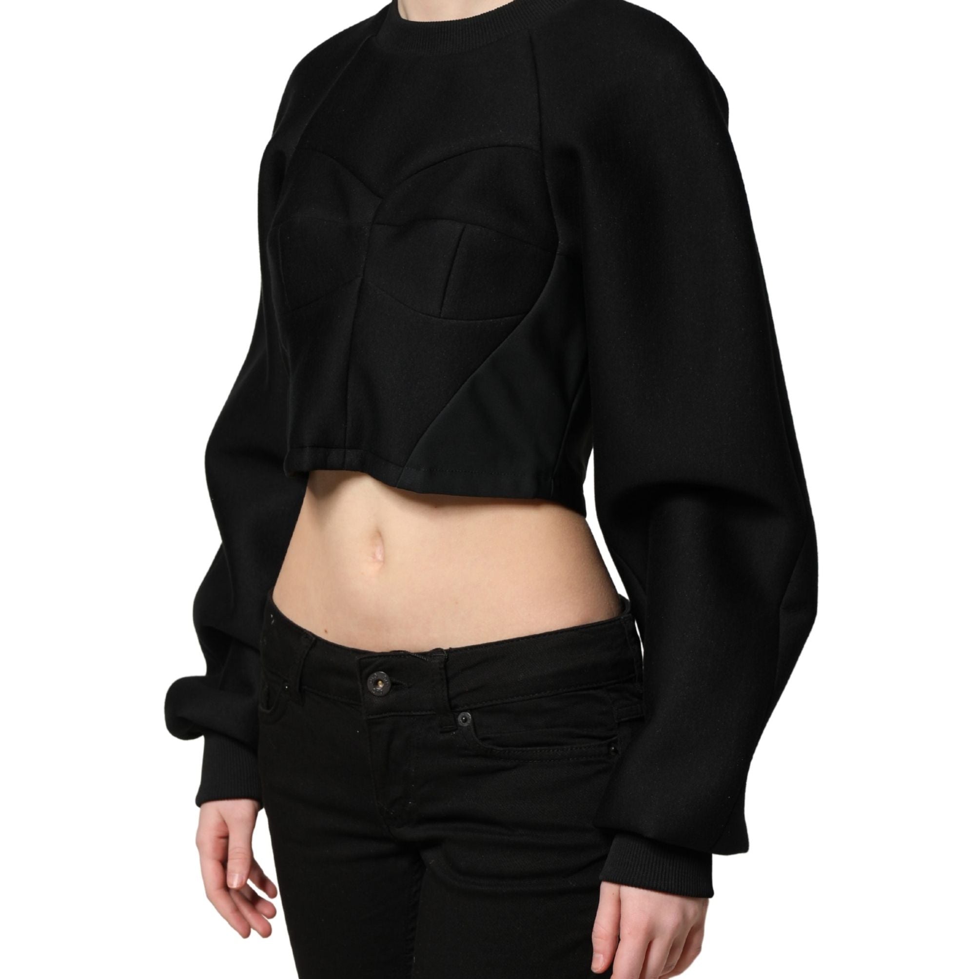 Philosophy Black Cropped ZipperBack Sweatshirt Sweater