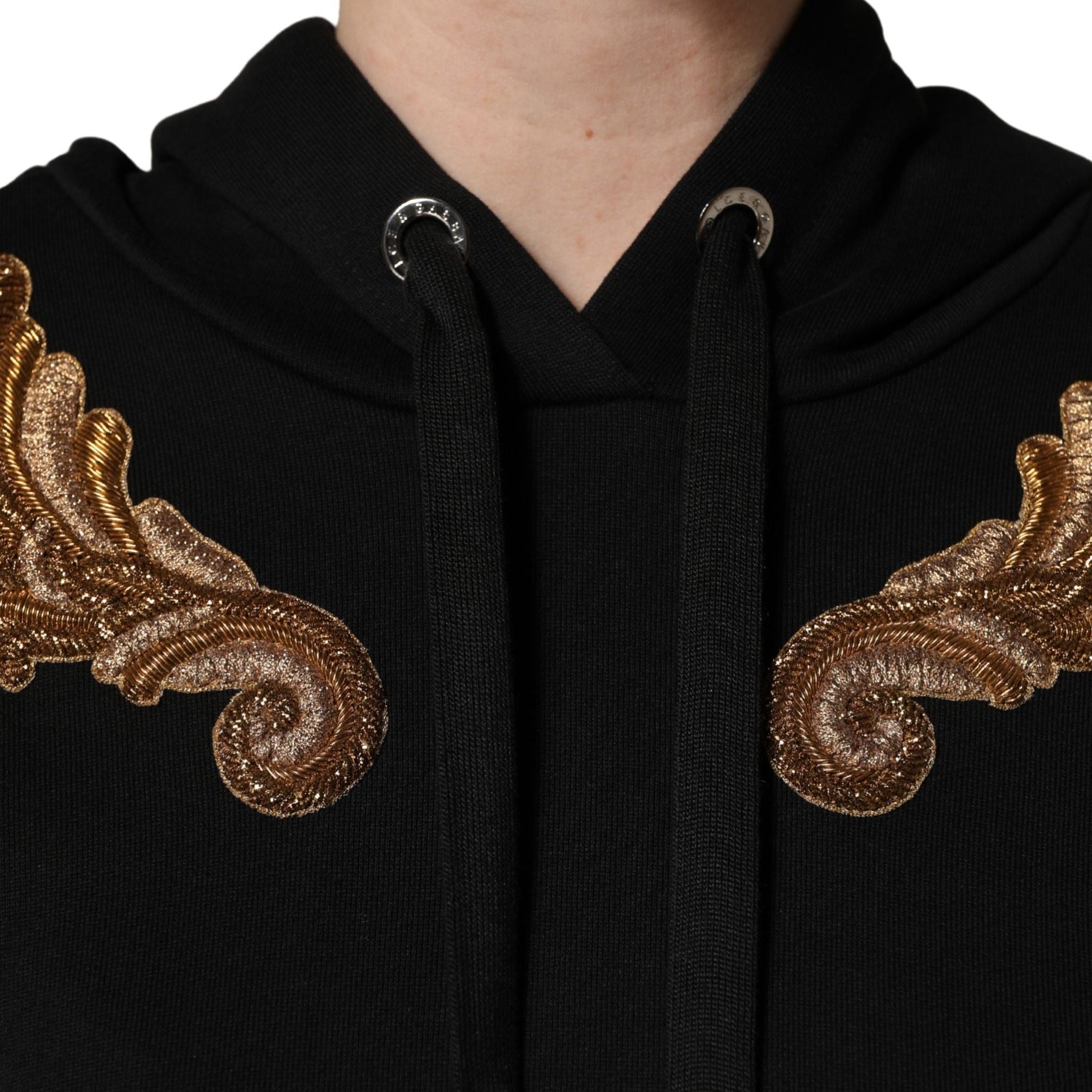 Dolce & Gabbana Black Embroidered Tassel Hooded Sweatshirt Sweater