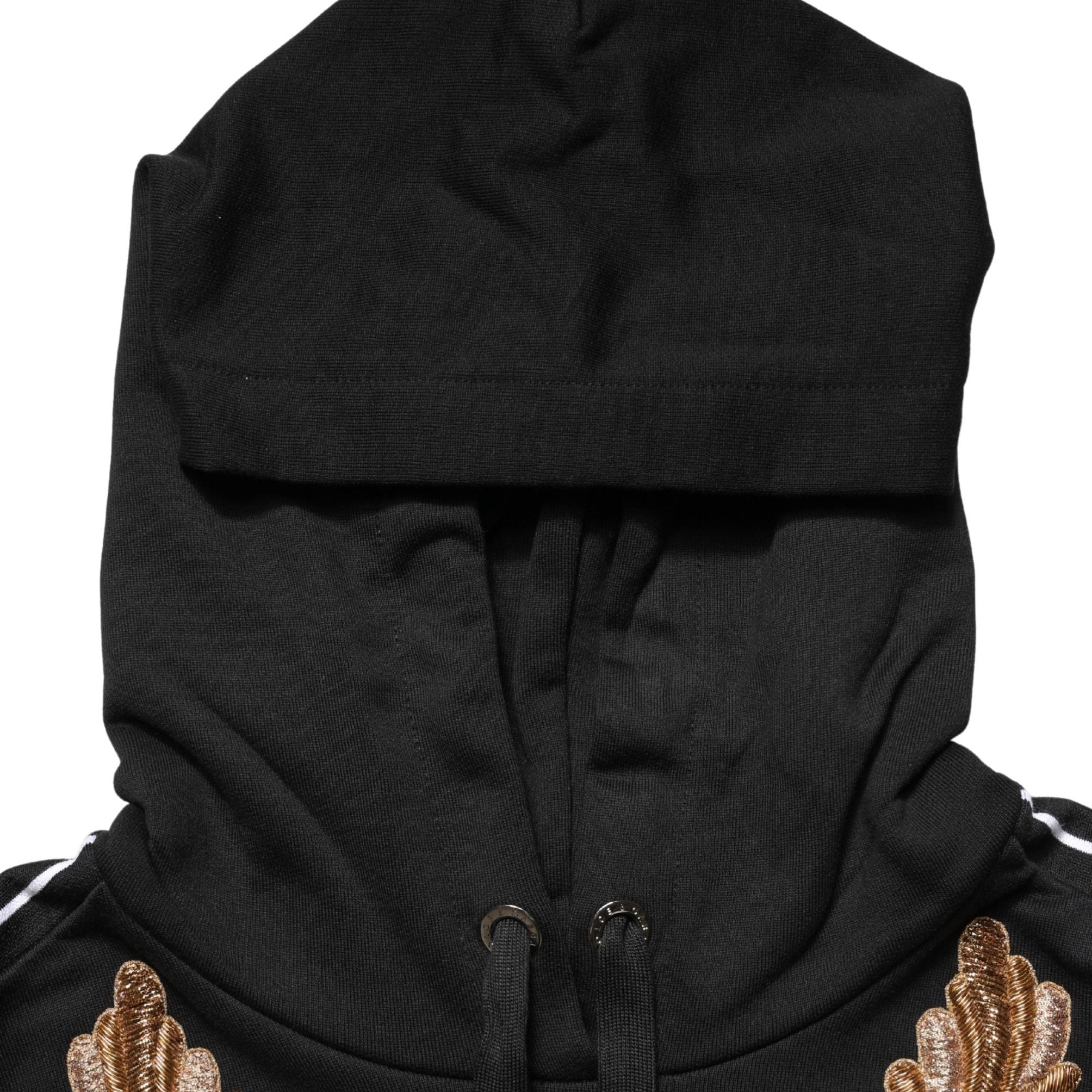 Dolce & Gabbana Black Embroidered Tassel Hooded Sweatshirt Sweater