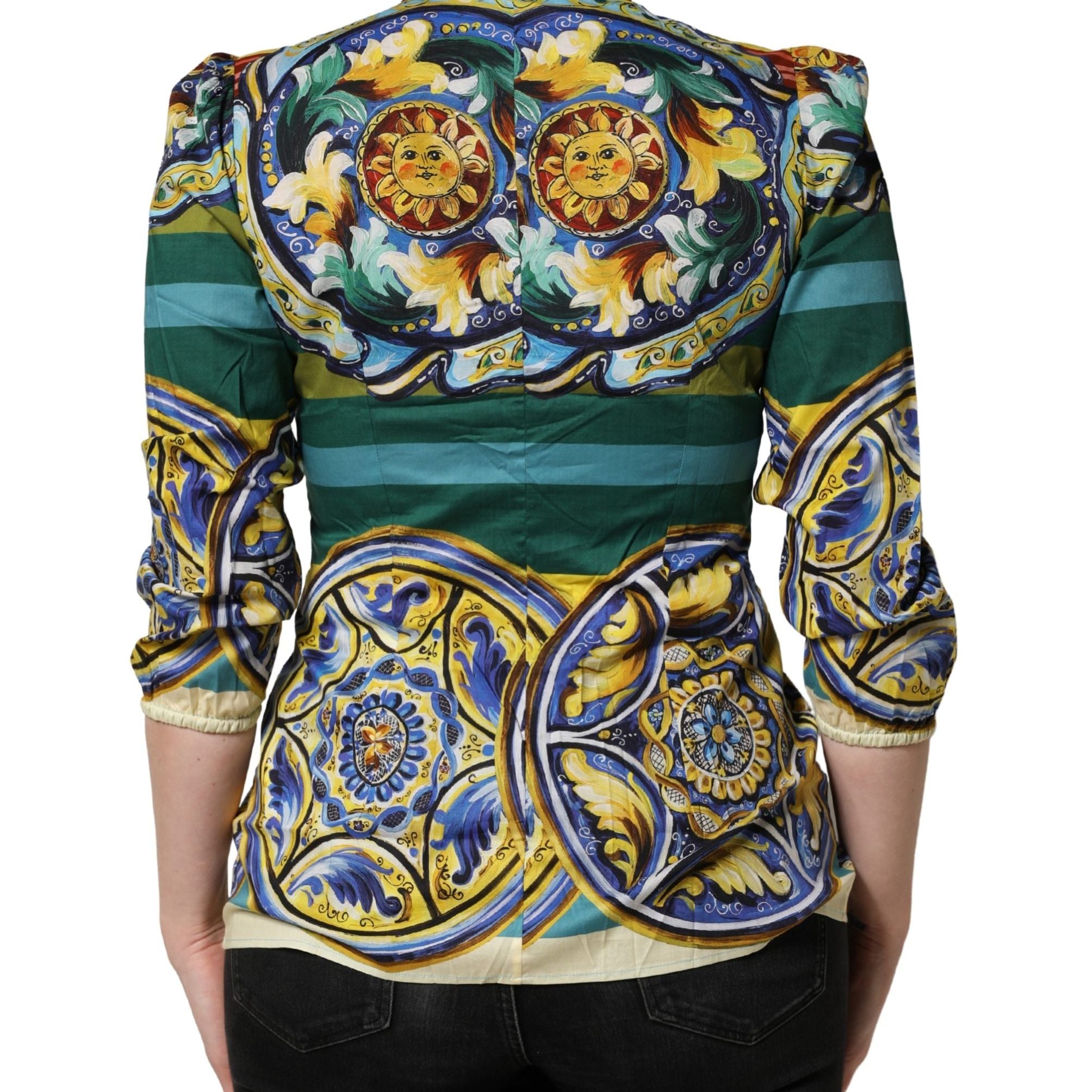 Dolce & Gabbana Multicolor Majolica Print Cotton Blouse Top