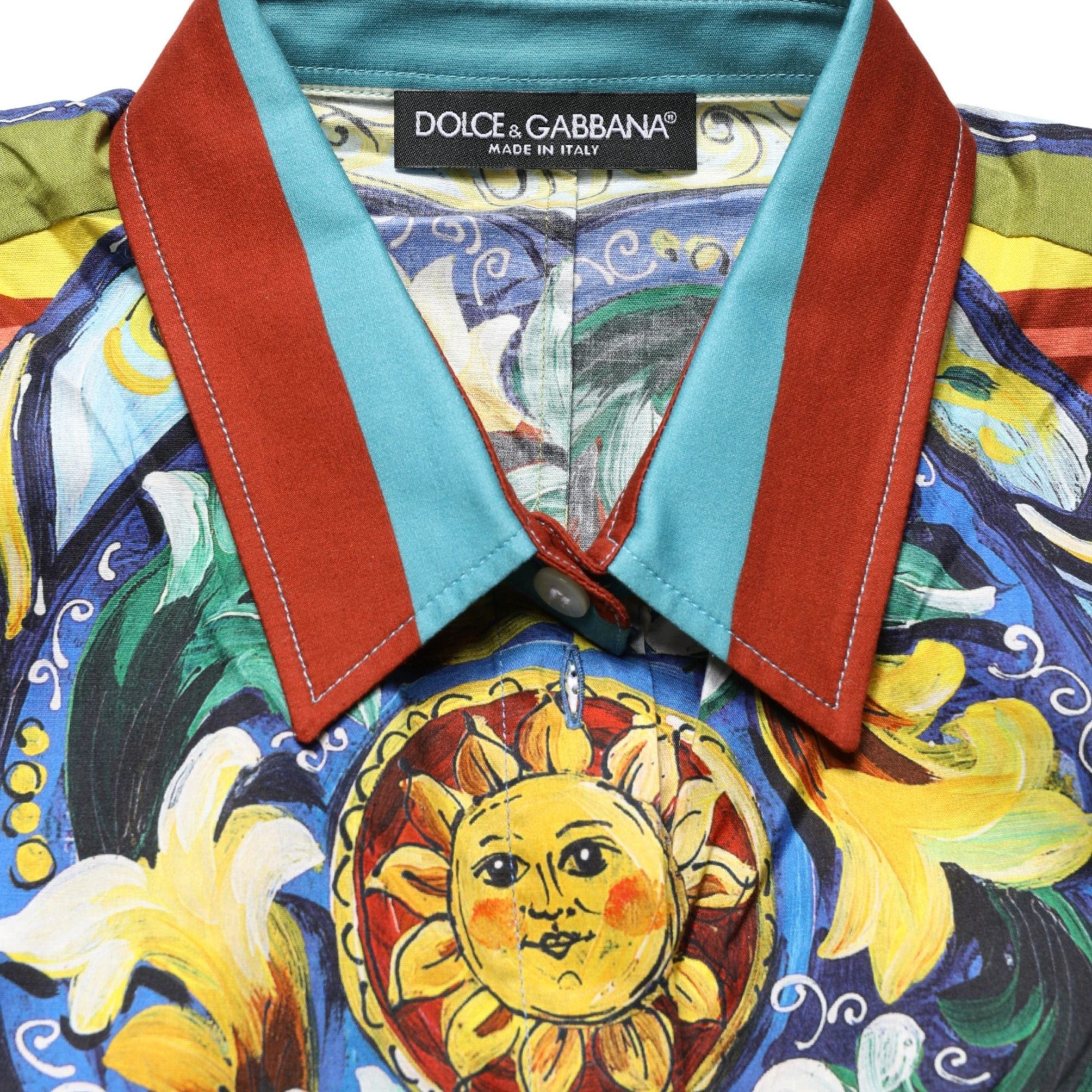 Dolce & Gabbana Multicolor Majolica Print Cotton Blouse Top