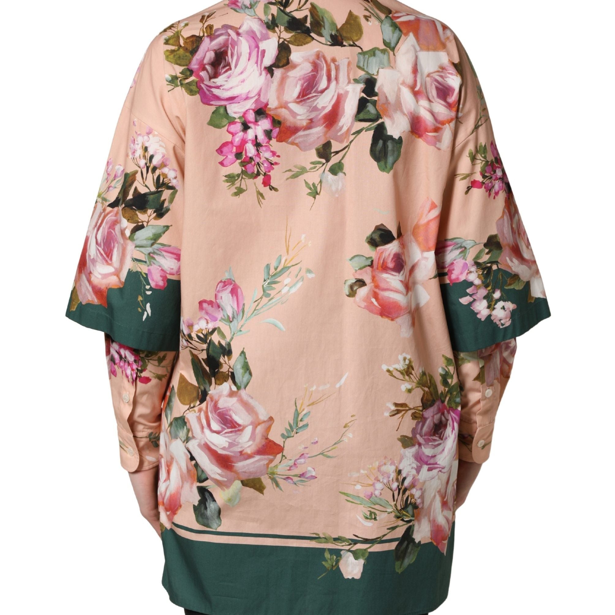 Dolce & Gabbana Pink Floral Cotton Button Front Shirt Top