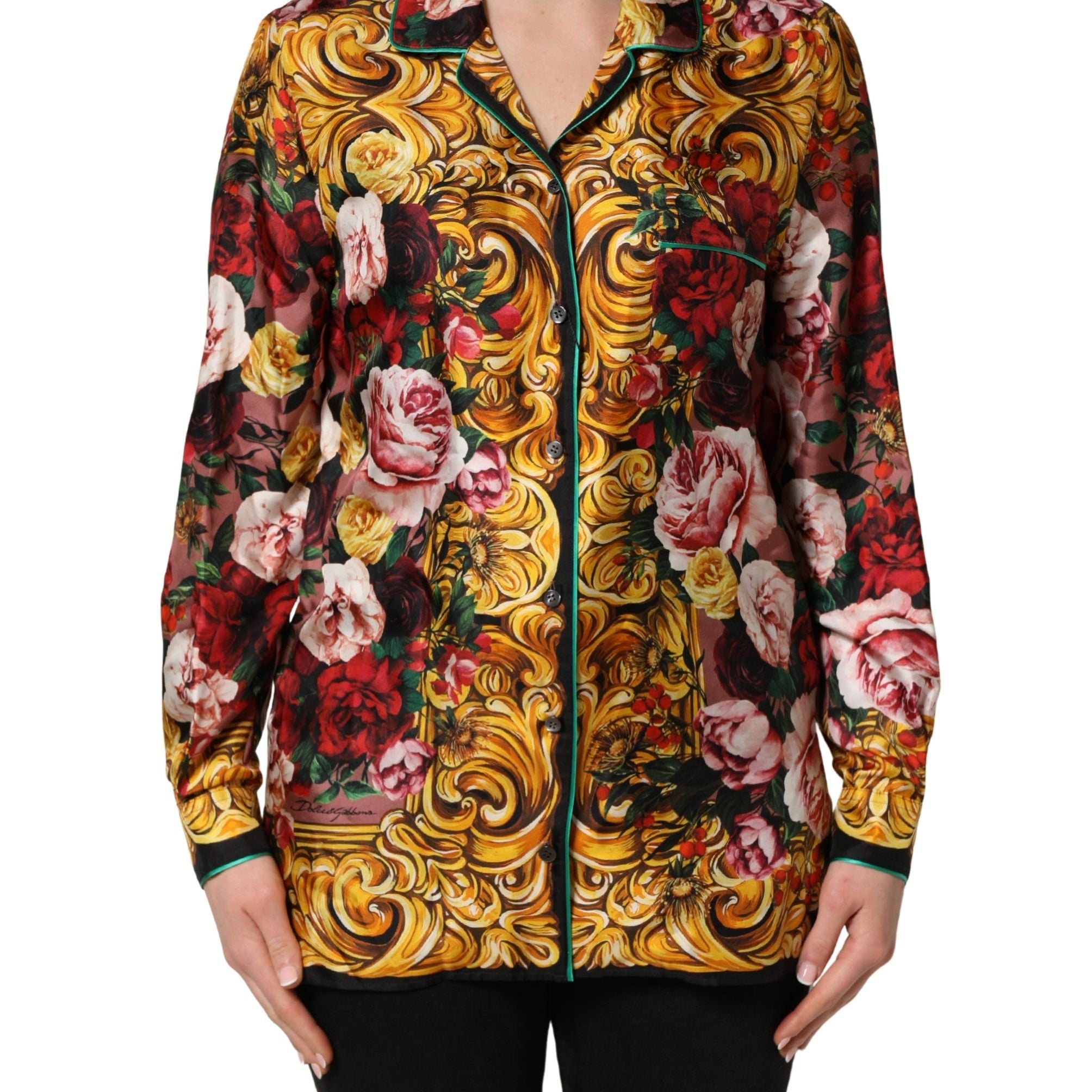 Dolce & Gabbana Multicolor Floral Long Sleeves Button Down Shirt Top