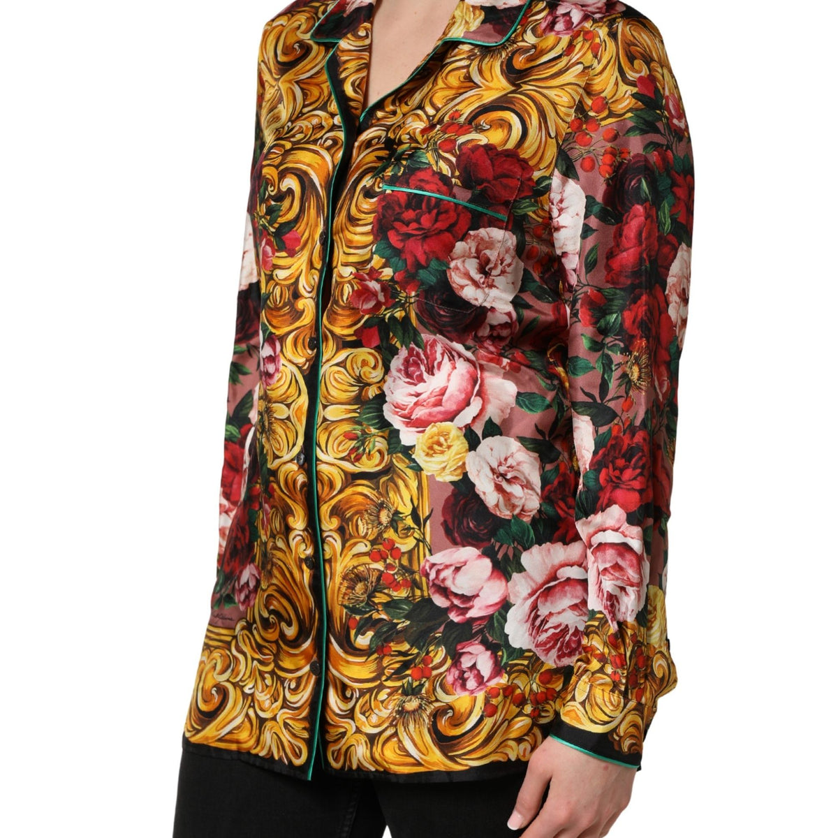 Dolce & Gabbana Multicolor Floral Long Sleeves Button Down Shirt Top