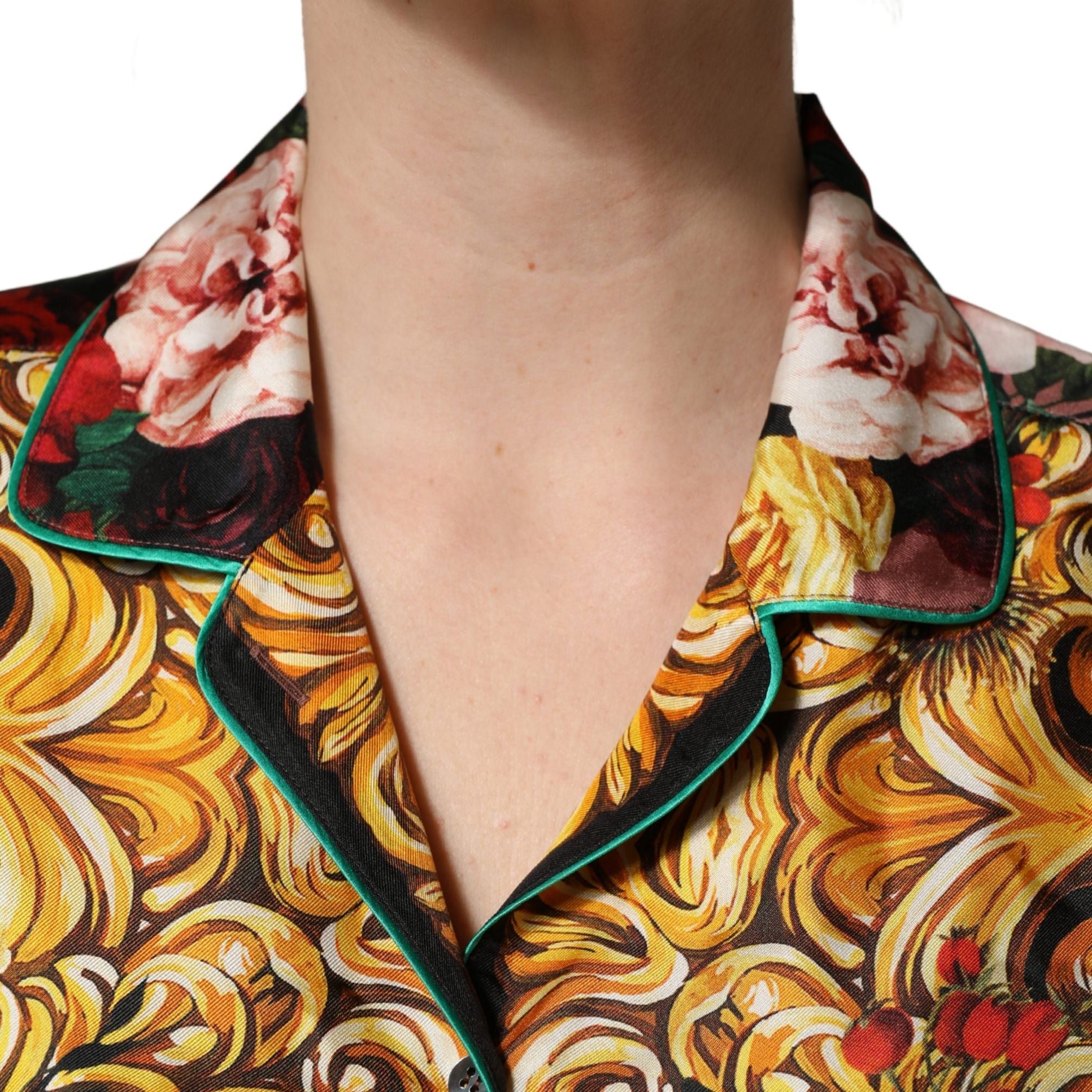 Dolce & Gabbana Multicolor Floral Long Sleeves Button Down Shirt Top