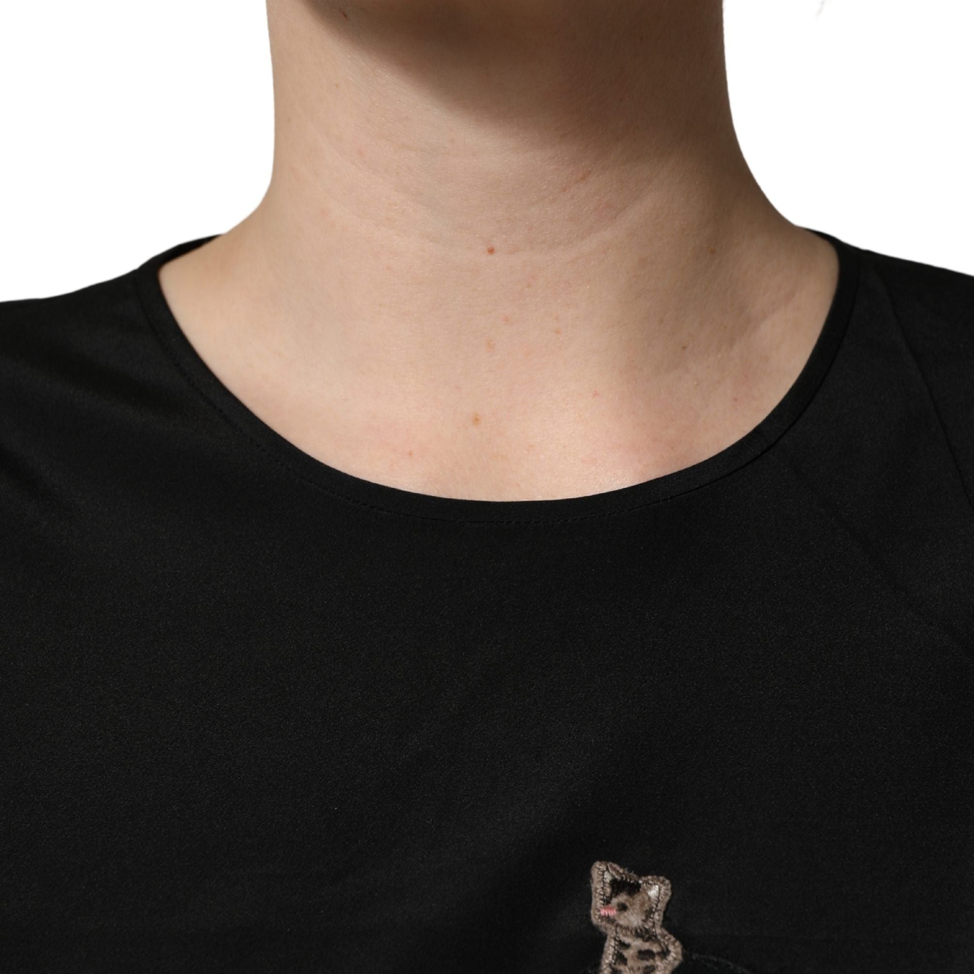 Dolce & Gabbana Black #dgfamily Silk Blouse Top
