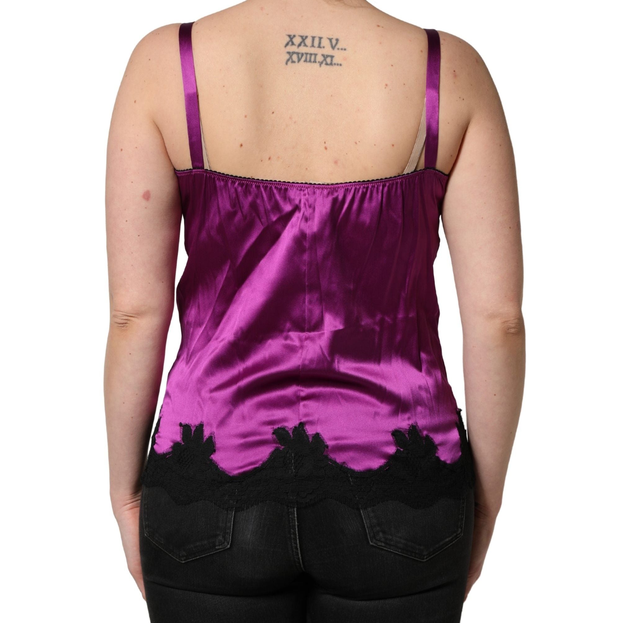 Dolce & Gabbana Purple Silk Lace Trim Camisole Sleeveless Tank Top
