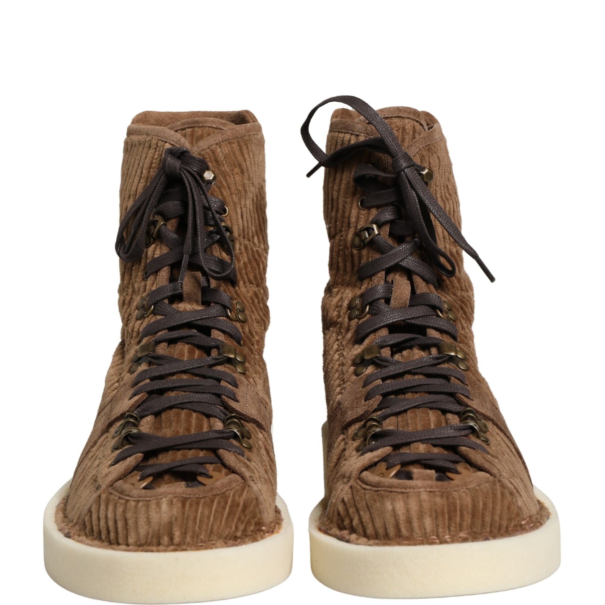 Dolce & Gabbana Brown Corduroy High Top Oxford Boots