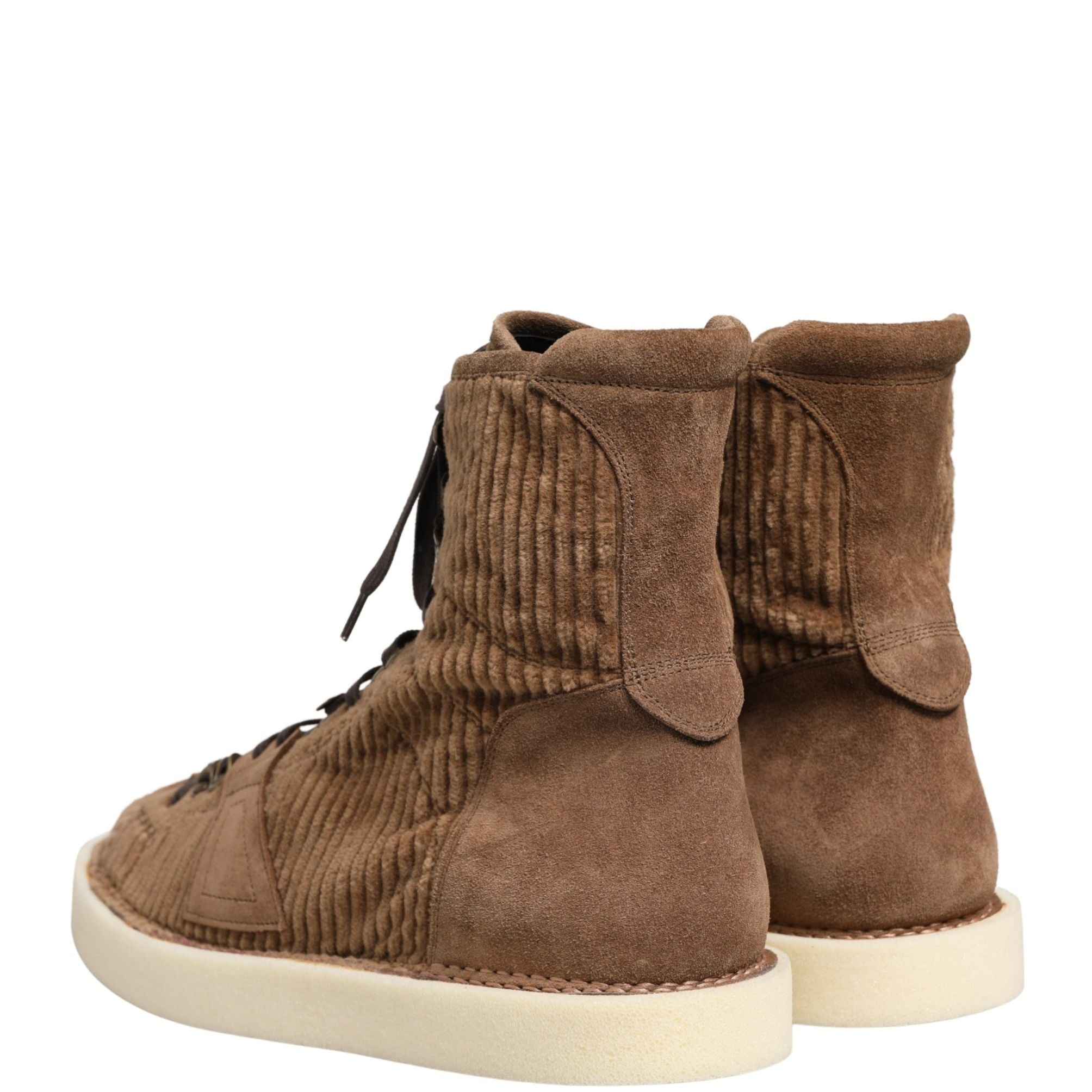 Dolce & Gabbana Brown Corduroy High Top Oxford Boots