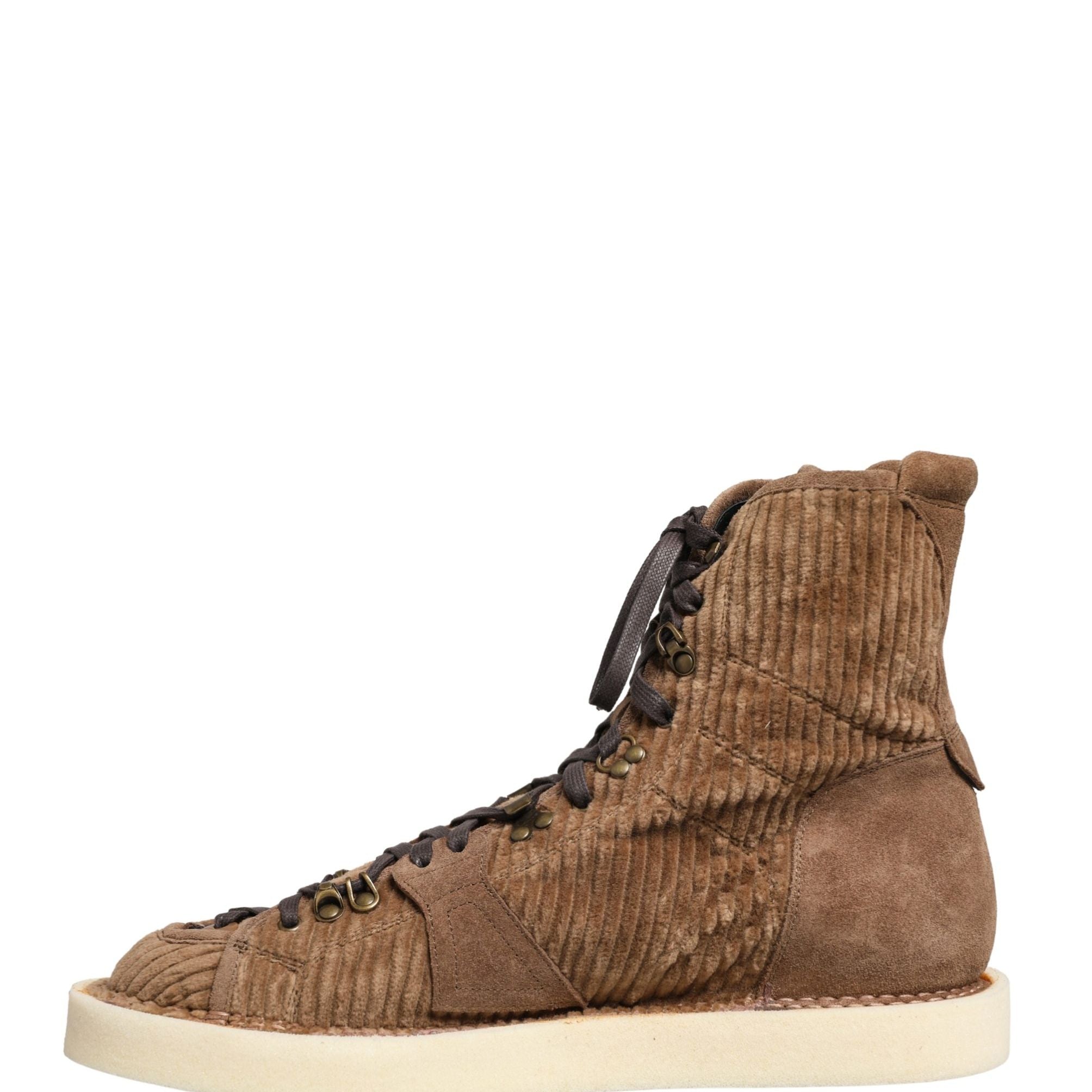 Dolce & Gabbana Brown Corduroy High Top Oxford Boots