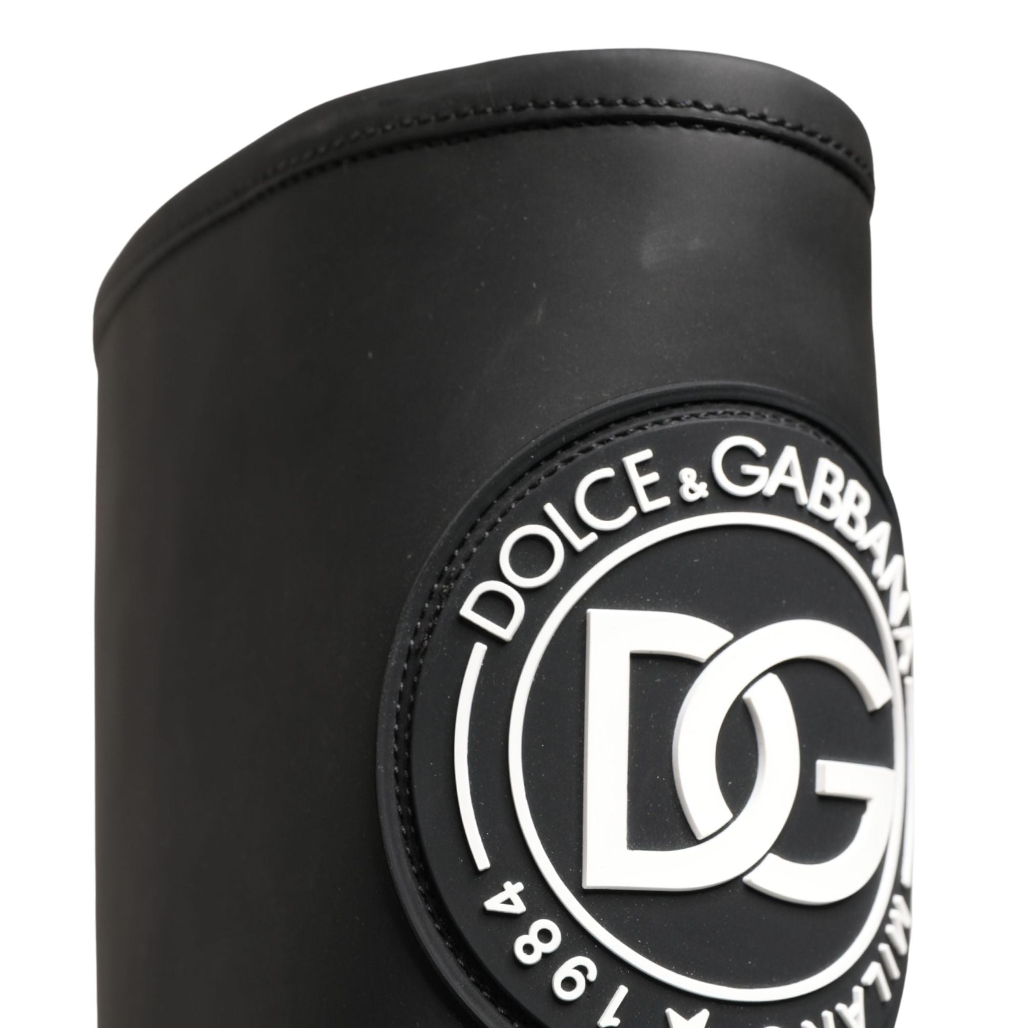 Dolce & Gabbana Black Rubberised Leather High Boots Shoes