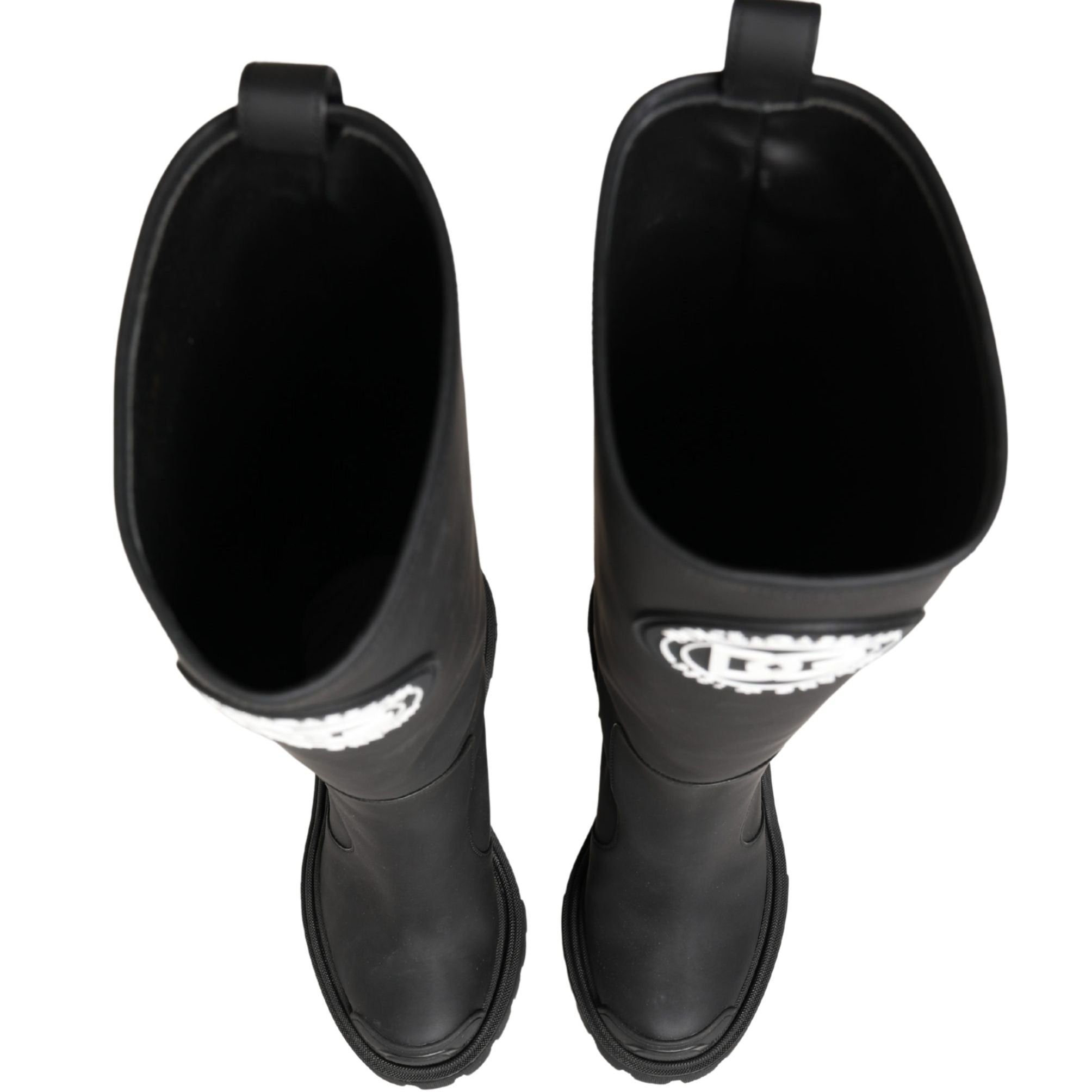 Dolce & Gabbana Black Rubberised Leather High Boots Shoes