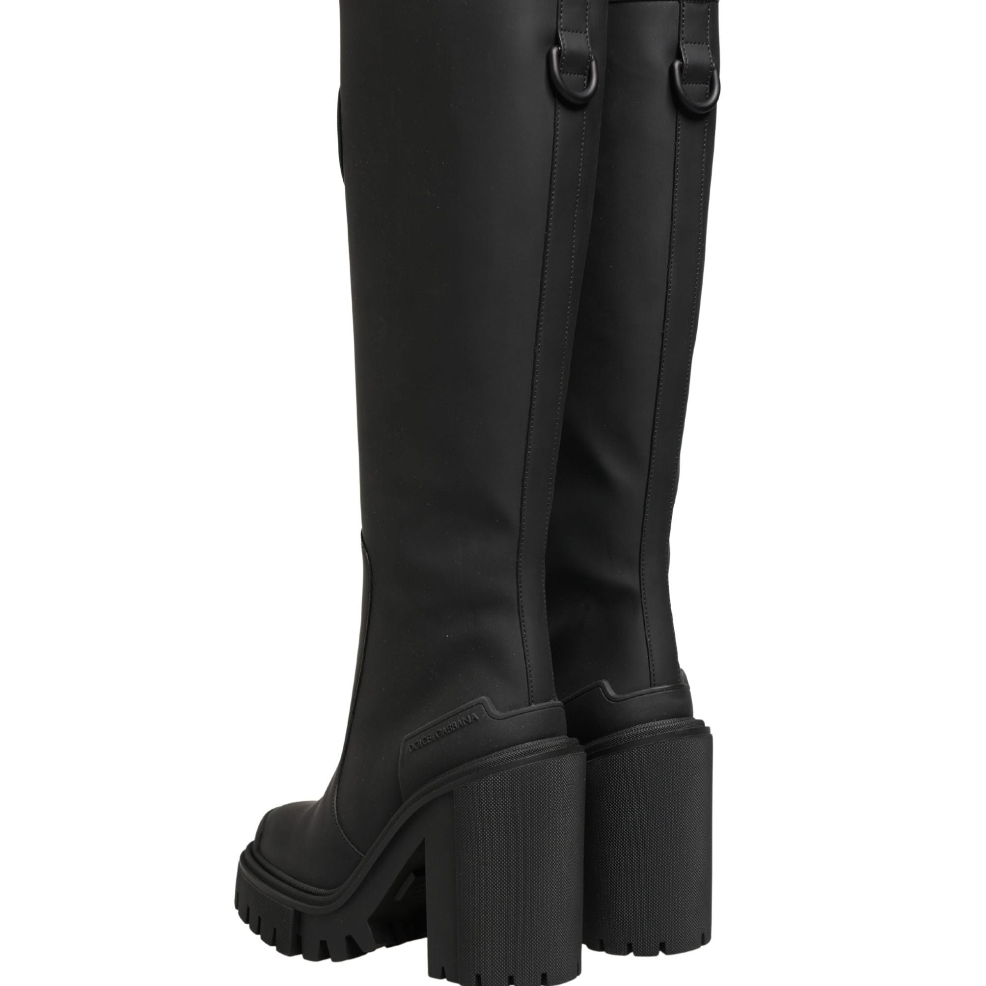 Dolce & Gabbana Black Rubberised Leather High Boots Shoes