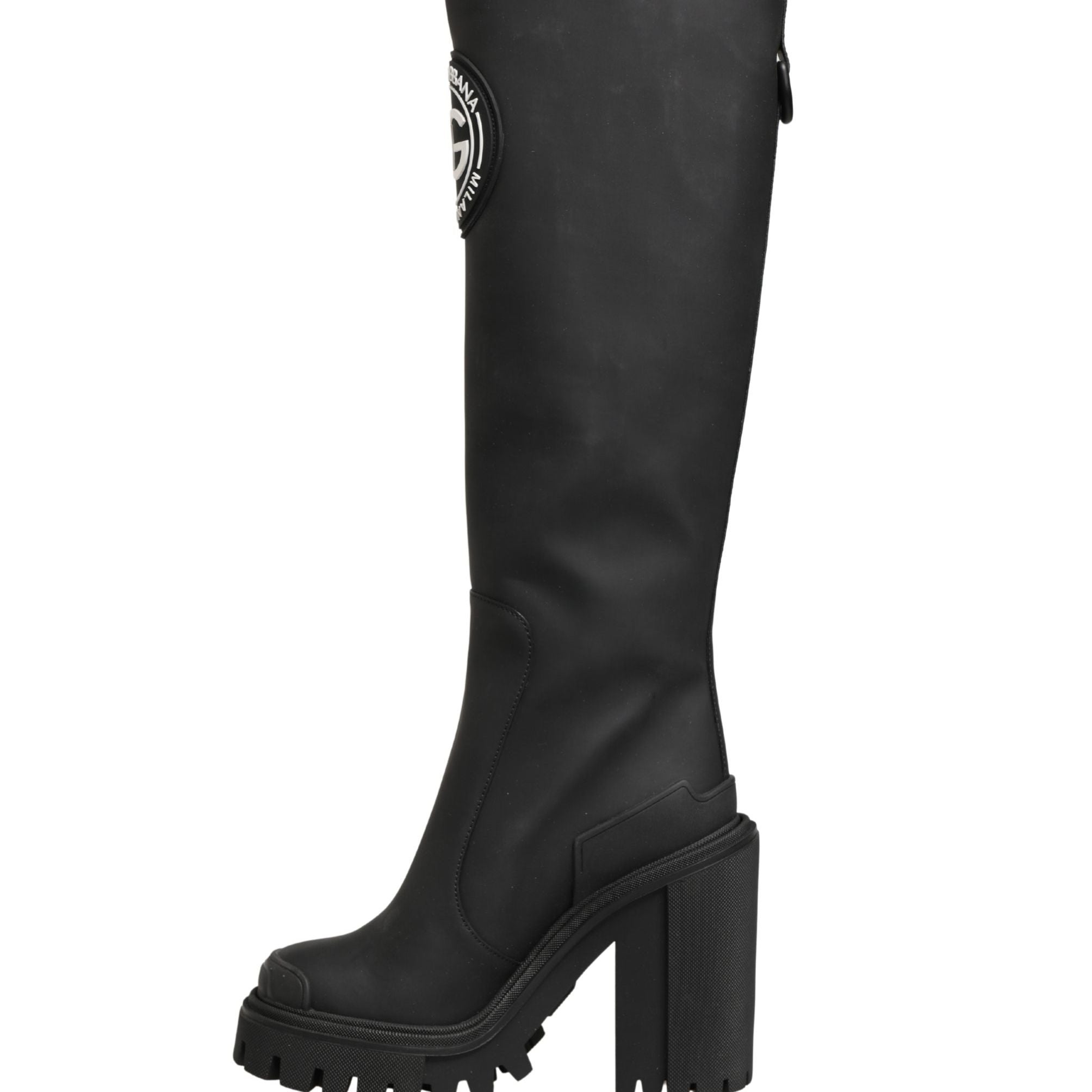 Dolce & Gabbana Black Rubberised Leather High Boots Shoes