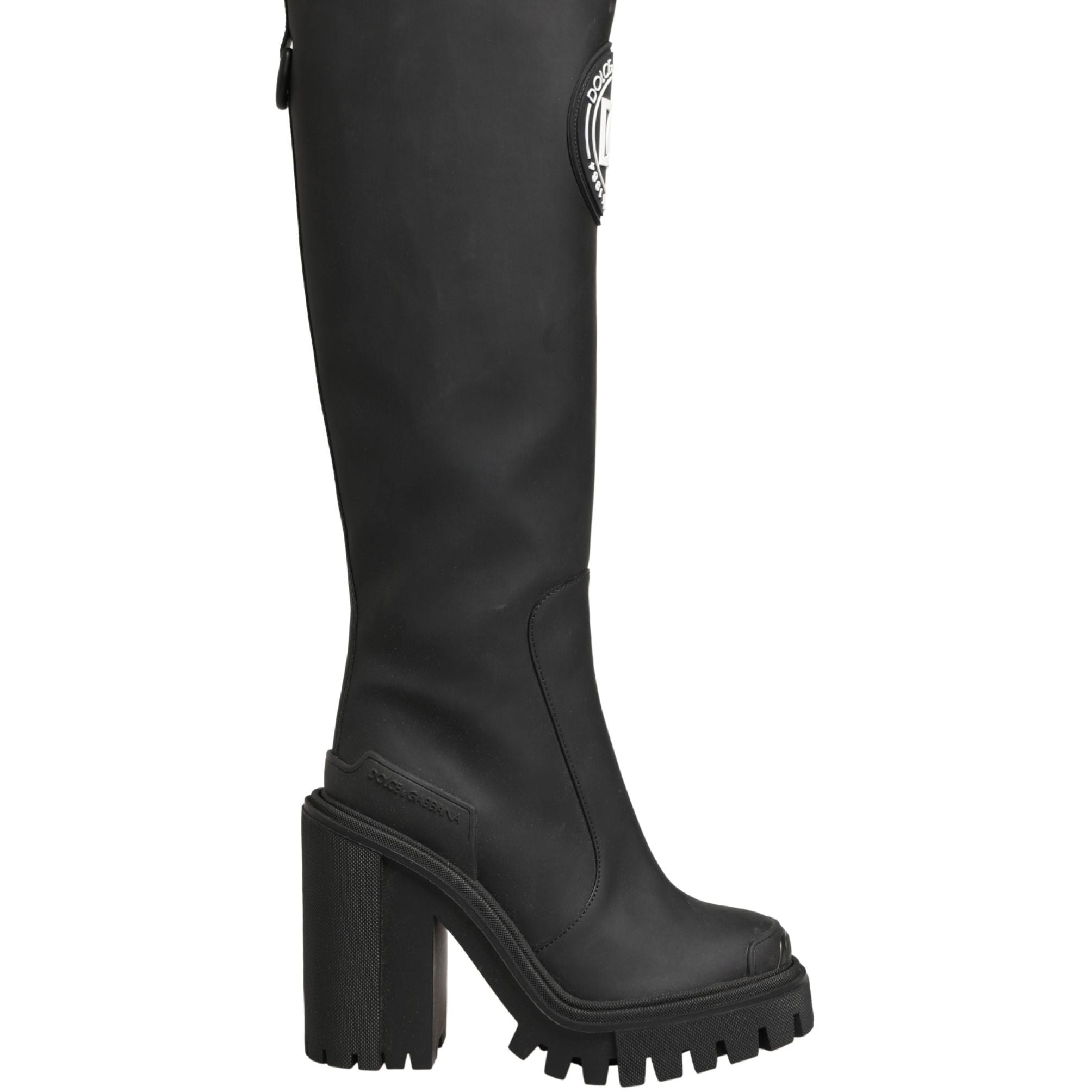 Dolce & Gabbana Black Rubberised Leather High Boots Shoes