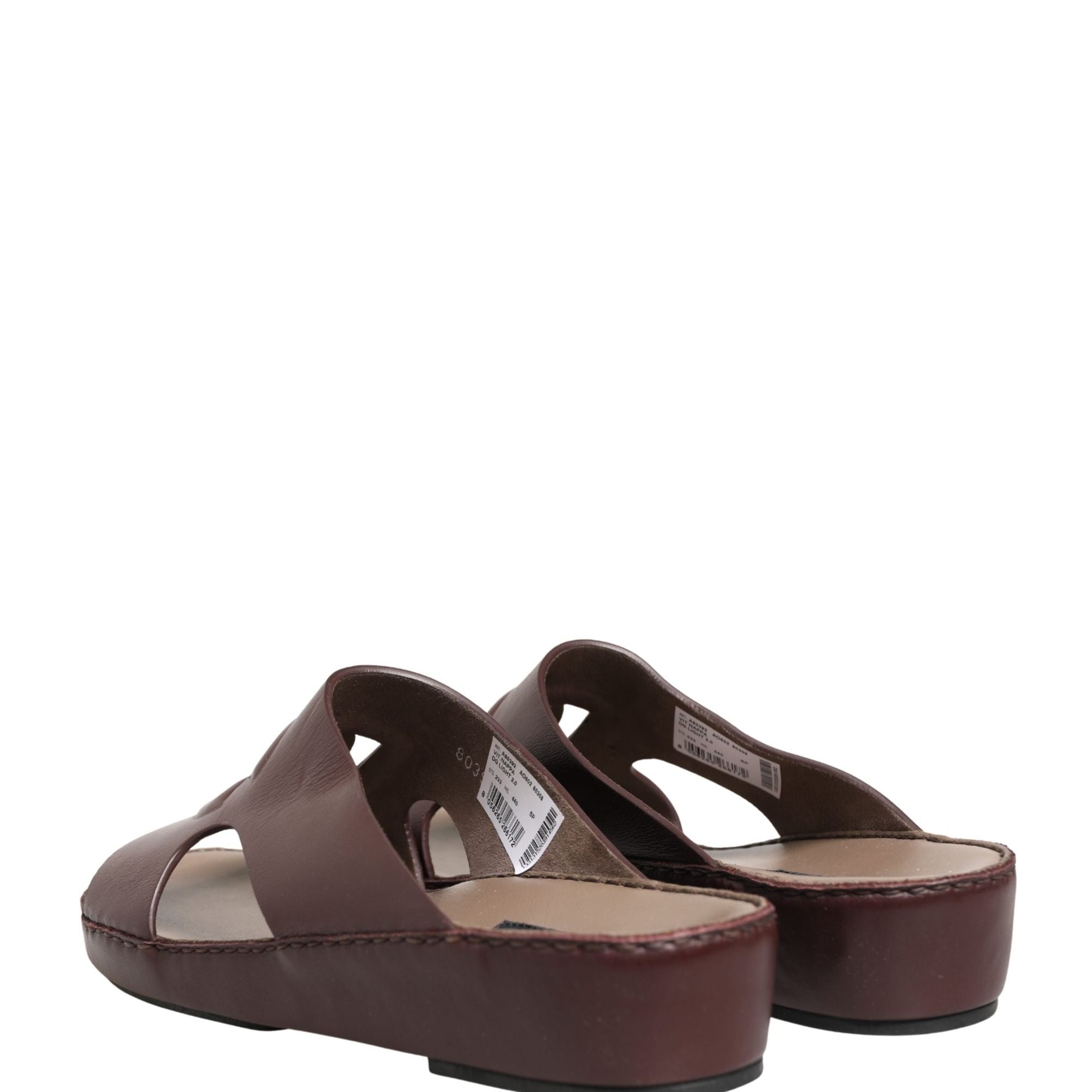 Dolce & Gabbana Maroon Leather Cutout DG Logo Sandals Shoes
