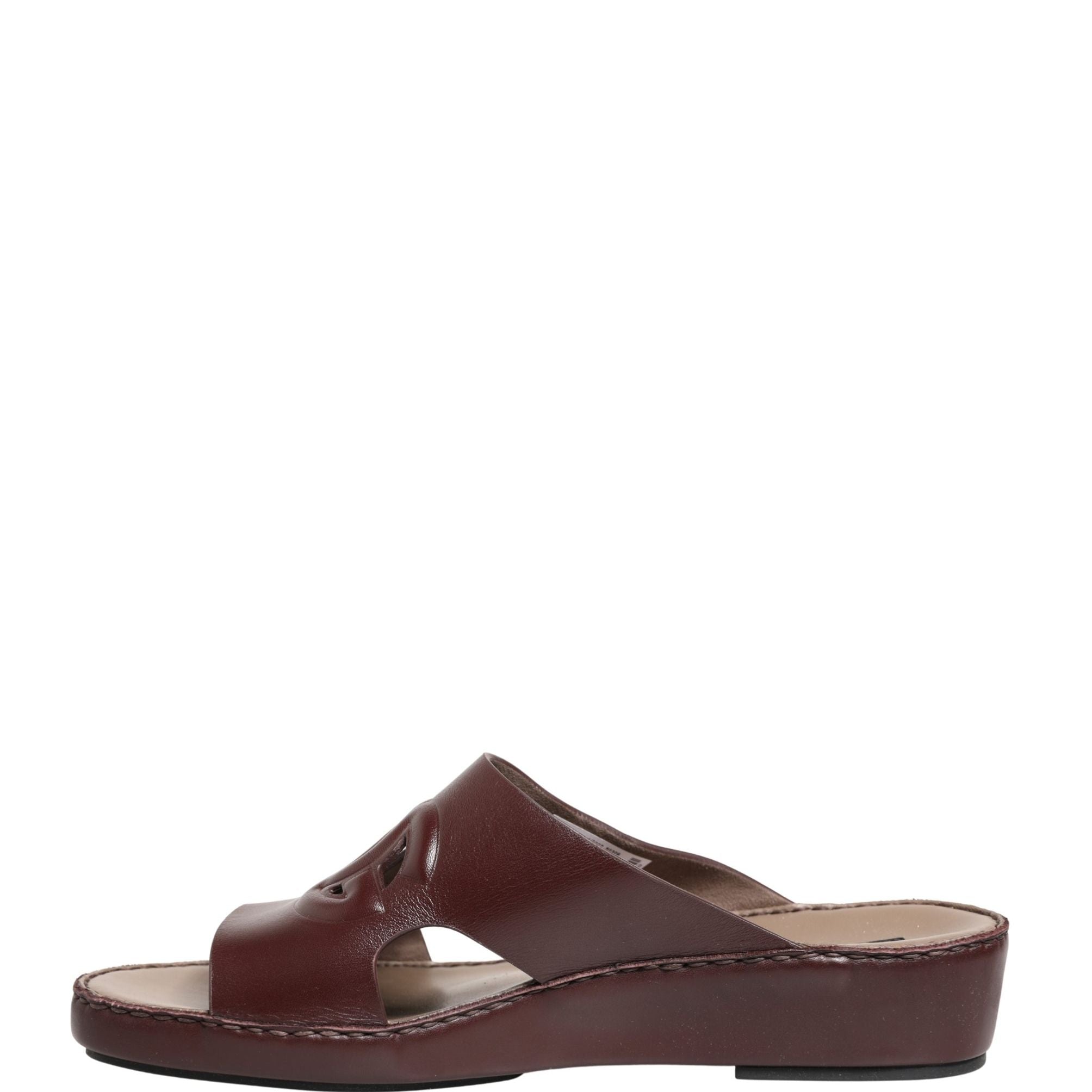 Dolce & Gabbana Maroon Leather Cutout DG Logo Sandals Shoes