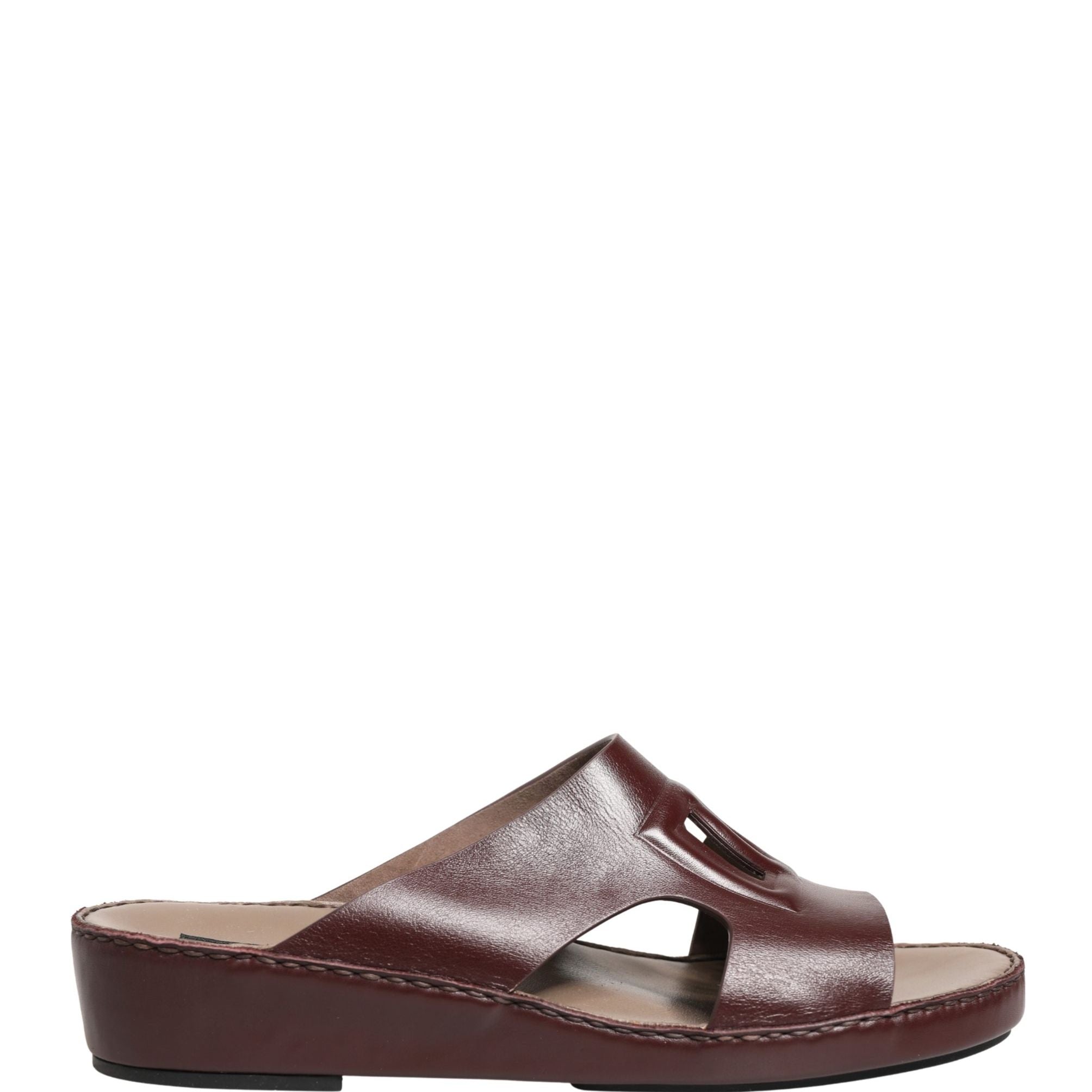 Dolce & Gabbana Maroon Leather Cutout DG Logo Sandals Shoes