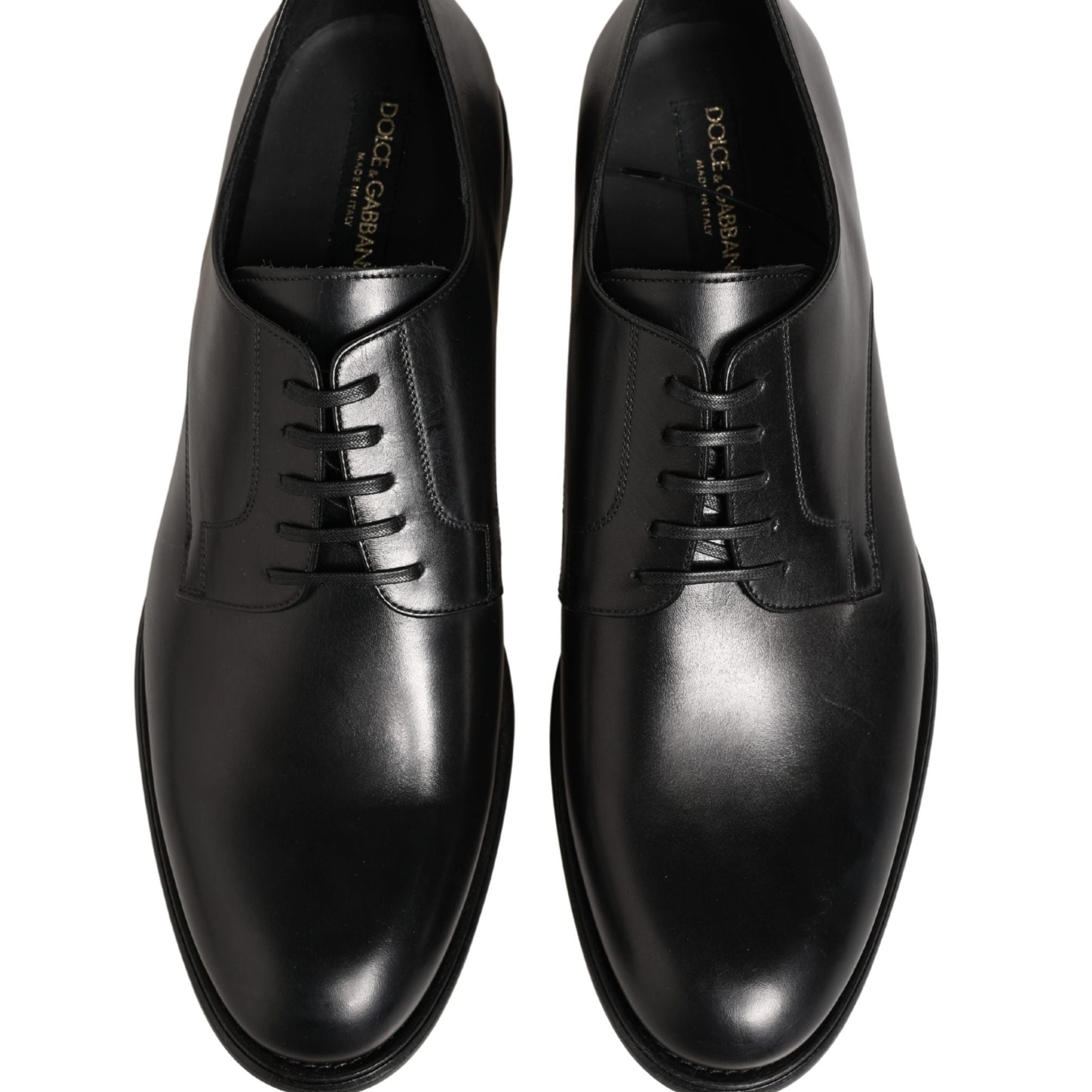 Dolce & Gabbana Black Calfskin Leather Derby Men Dress Shoes