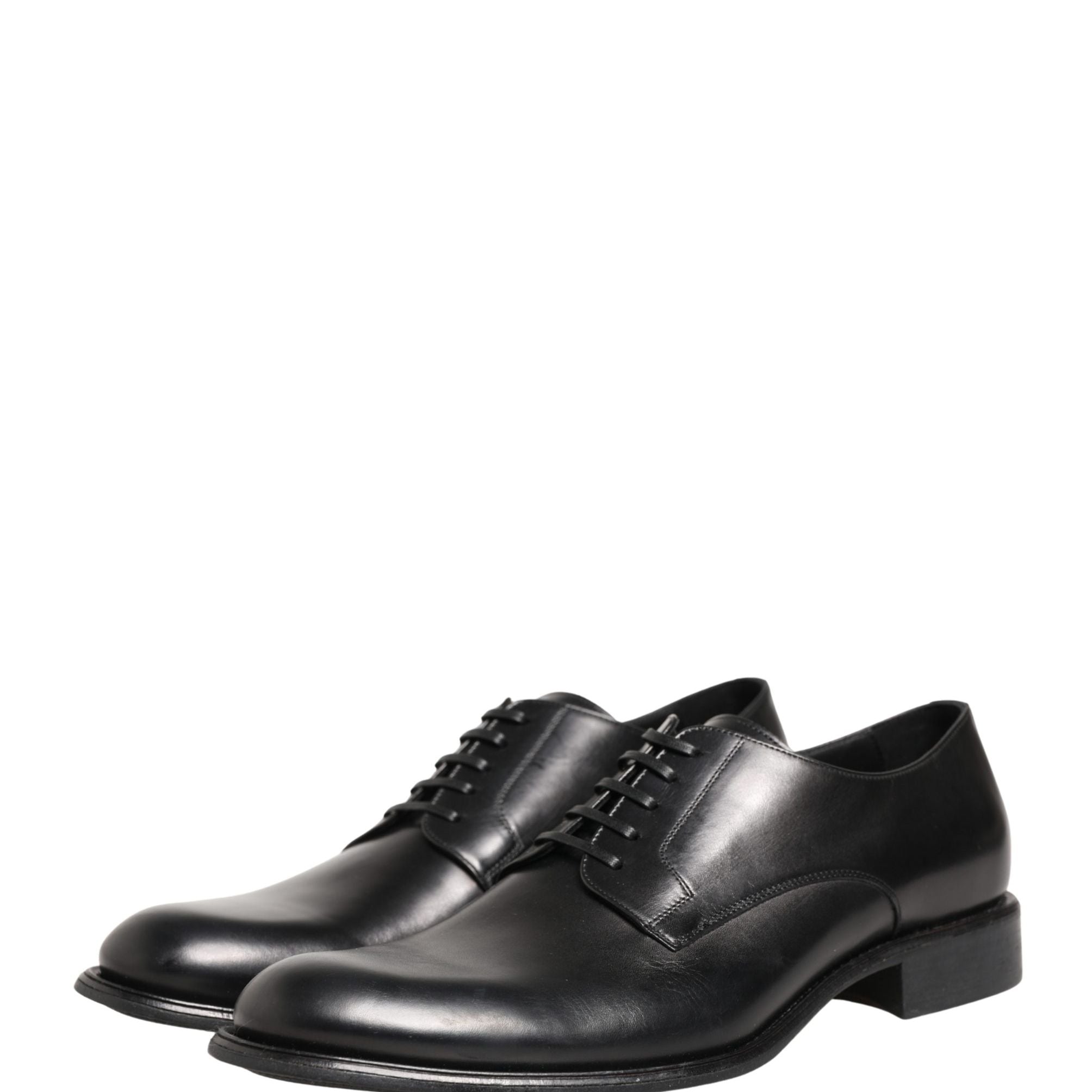 Dolce & Gabbana Black Calfskin Leather Derby Men Dress Shoes