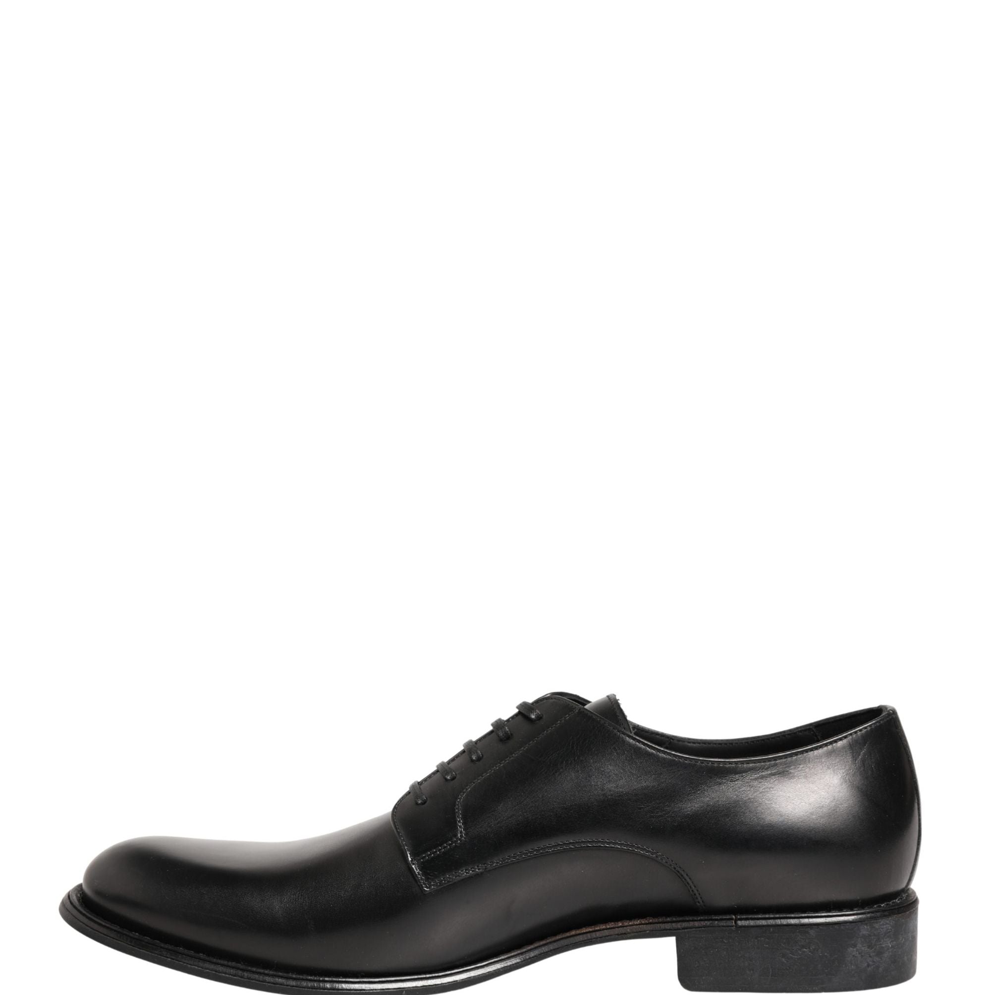 Dolce & Gabbana Black Calfskin Leather Derby Men Dress Shoes