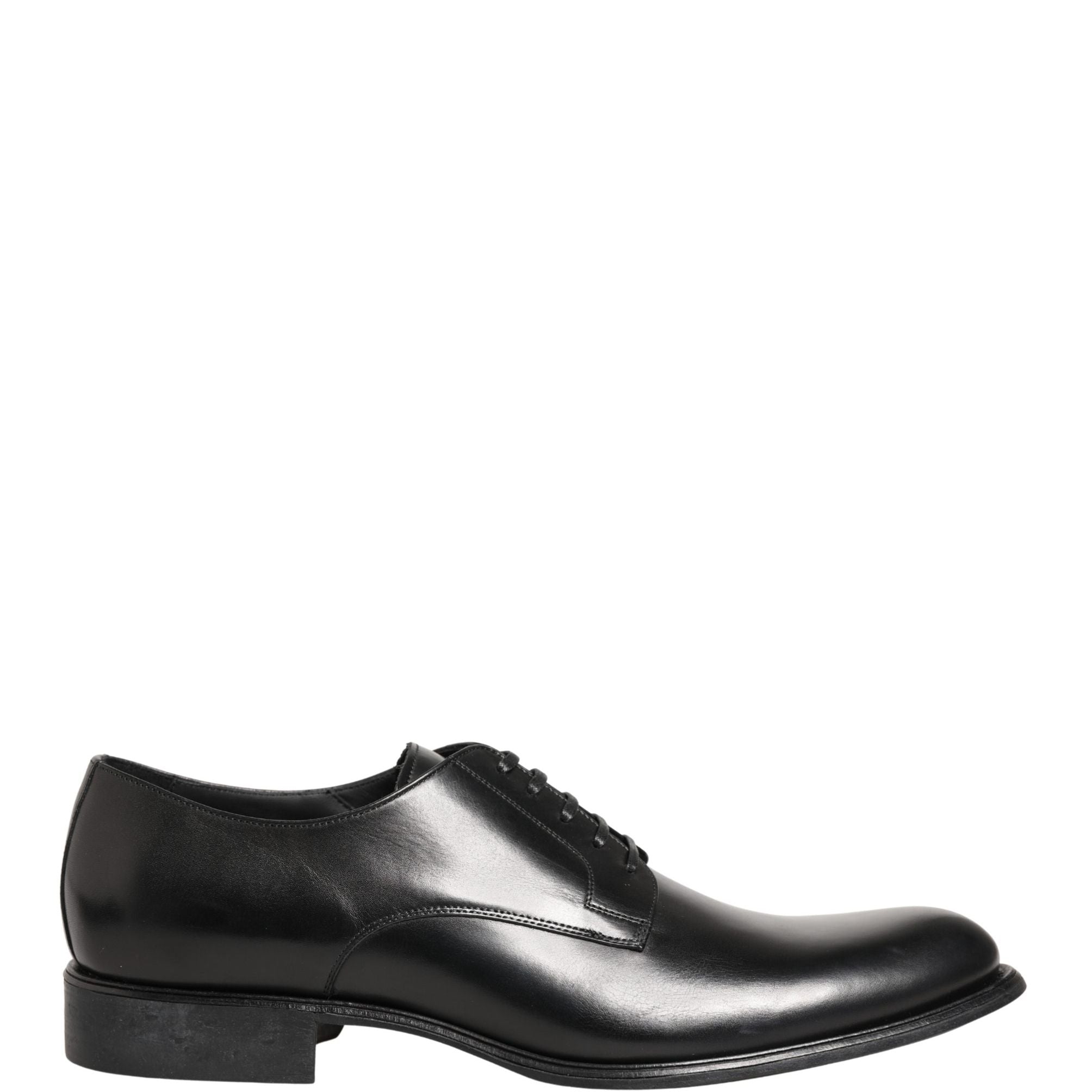 Dolce & Gabbana Black Calfskin Leather Derby Men Dress Shoes