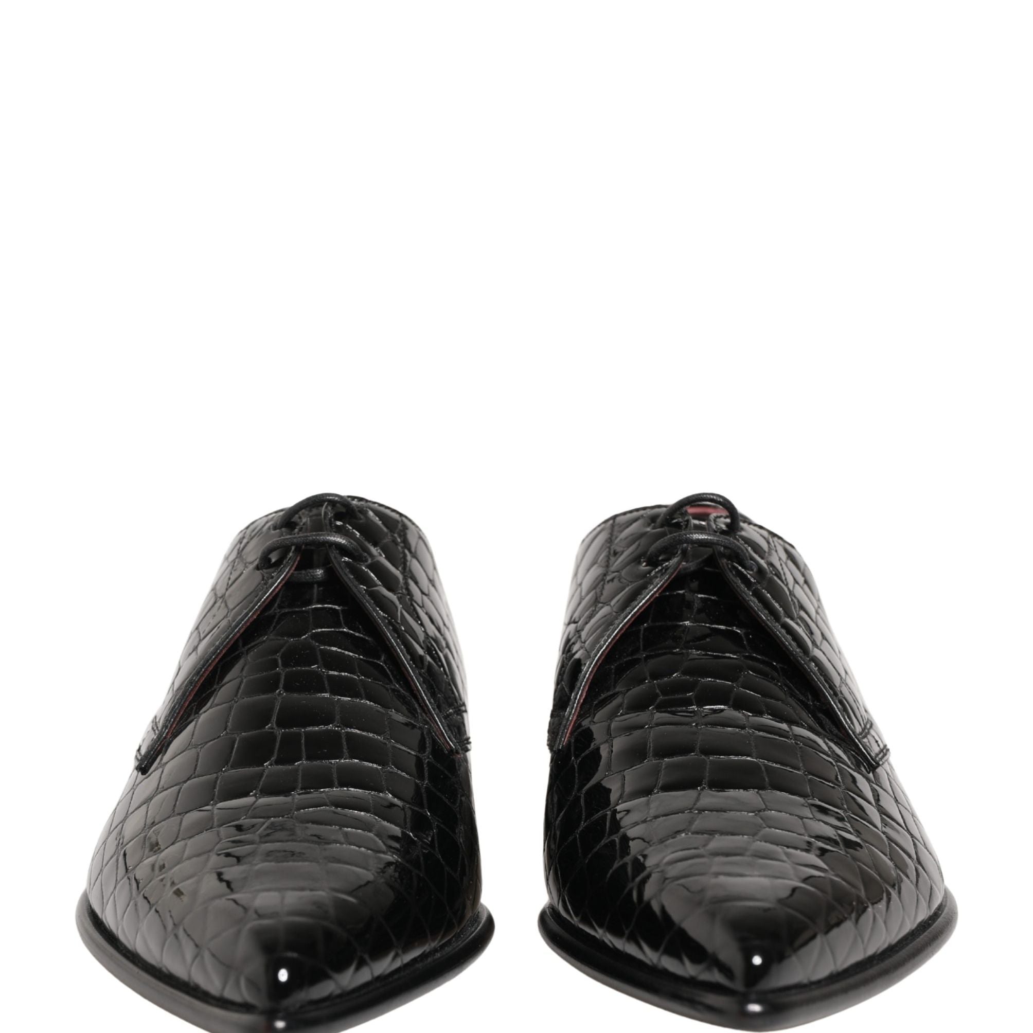 Dolce & Gabbana Black Exotic Leather Derby Men Dress Shoes