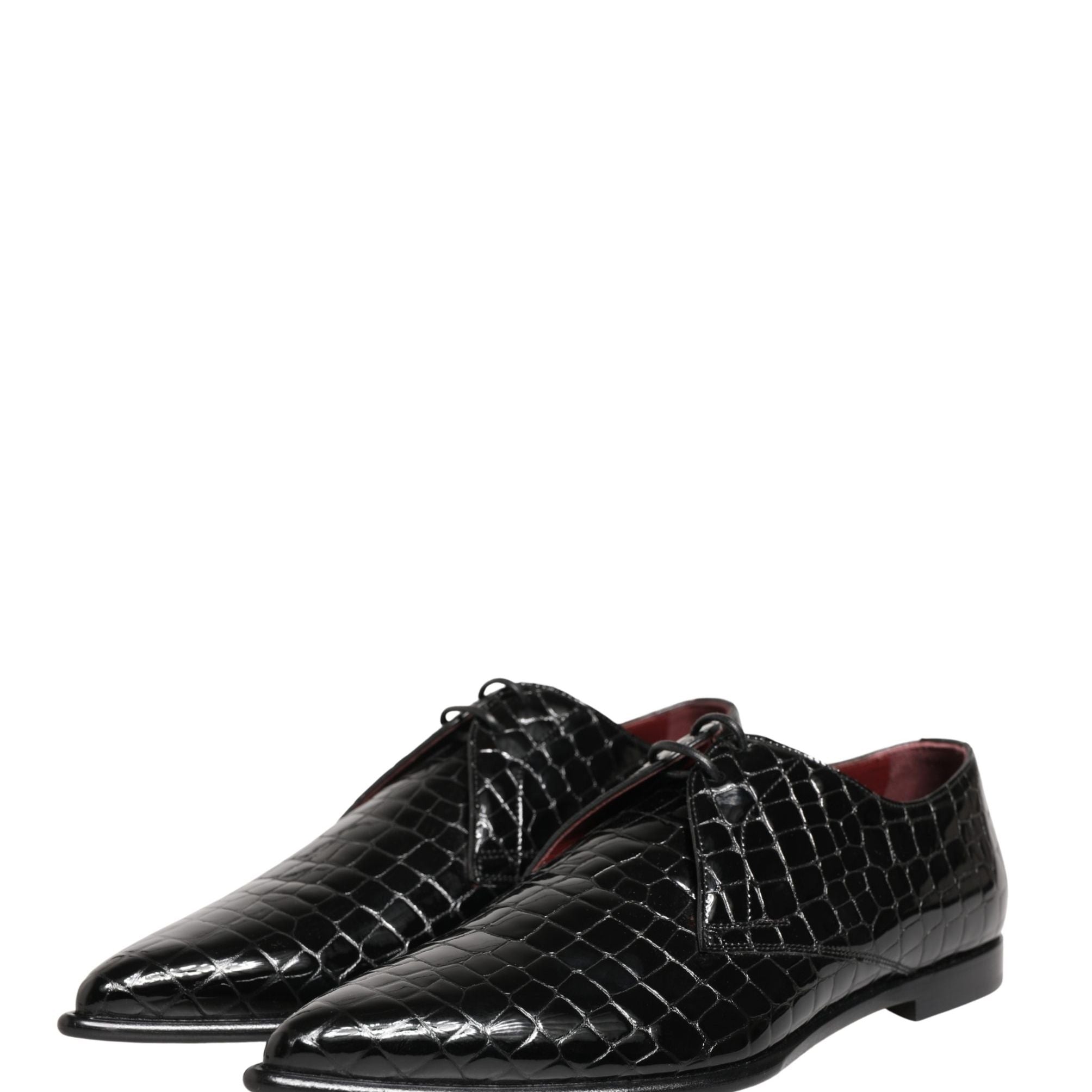 Dolce & Gabbana Black Exotic Leather Derby Men Dress Shoes
