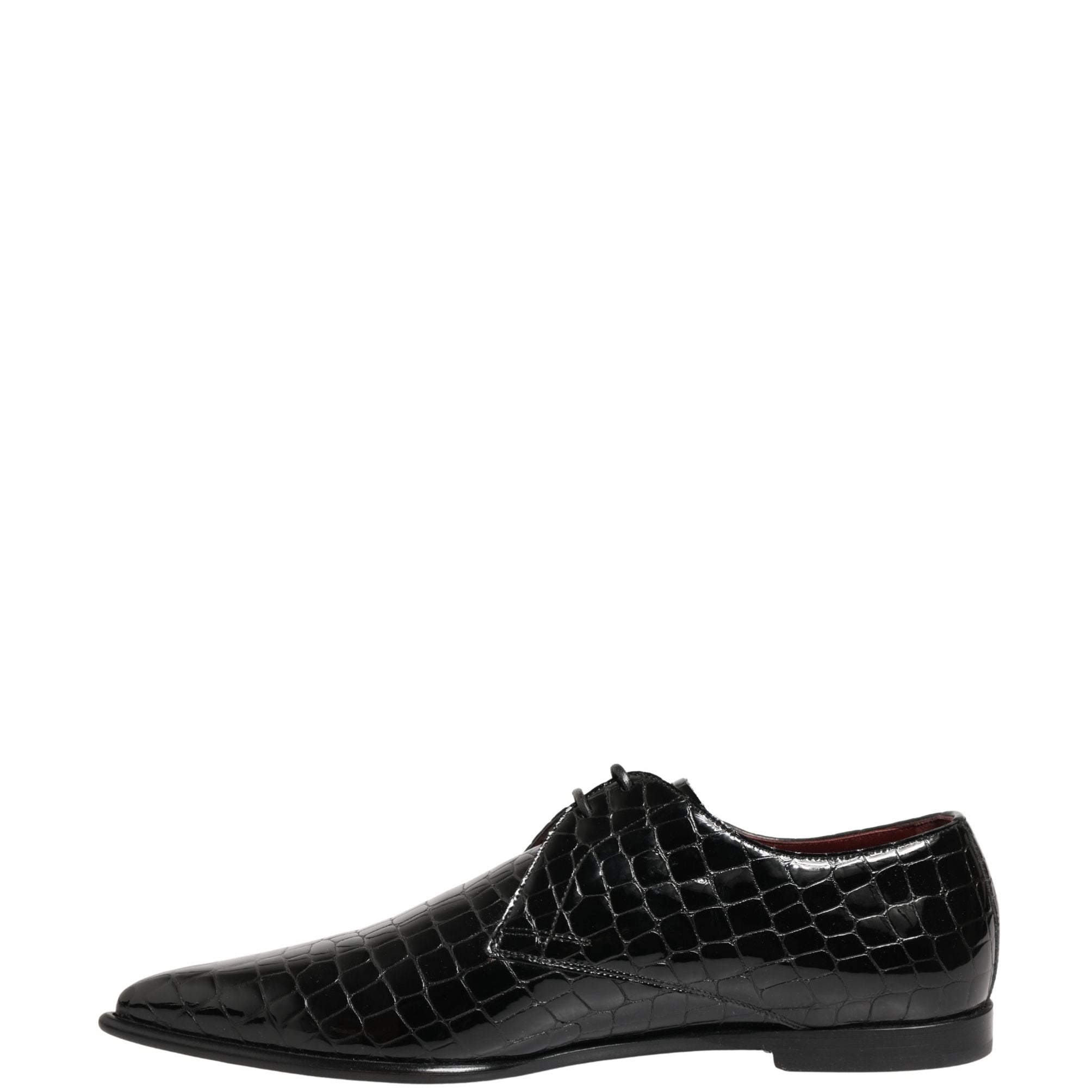 Dolce & Gabbana Black Exotic Leather Derby Men Dress Shoes