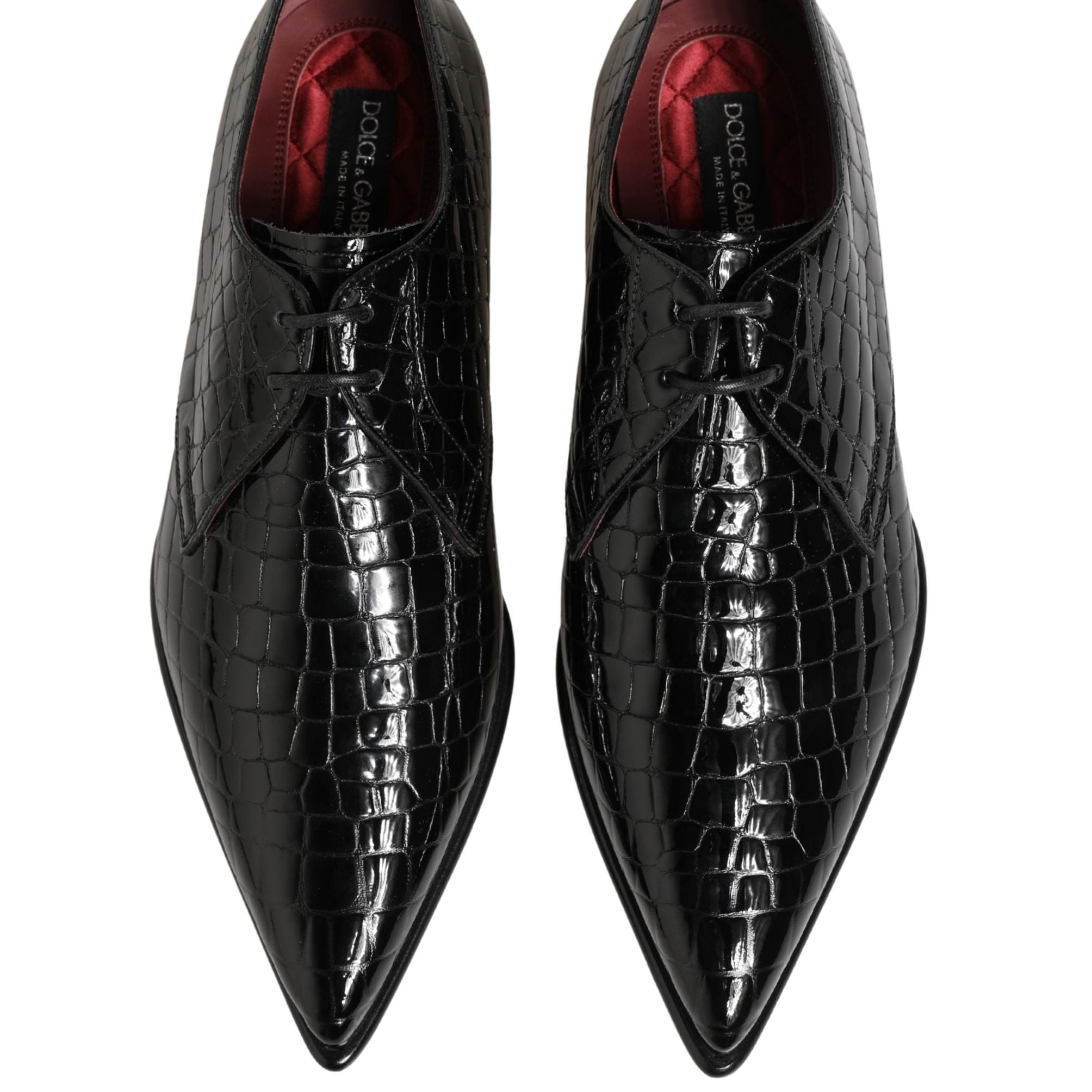 Dolce & Gabbana Black Exotic Leather Derby Men Dress Shoes