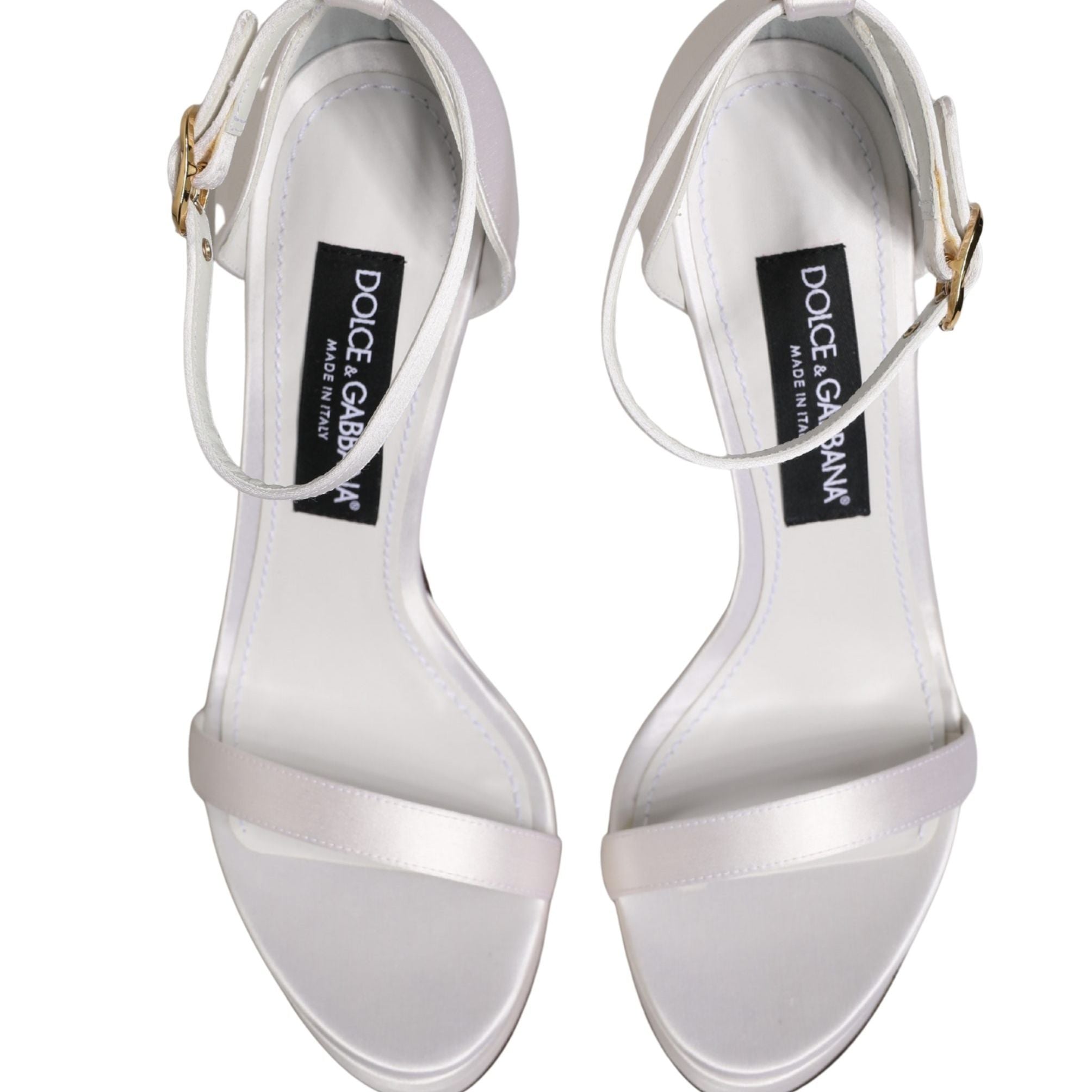 Dolce & Gabbana White Platform Ankle Strap Sandals Shoes