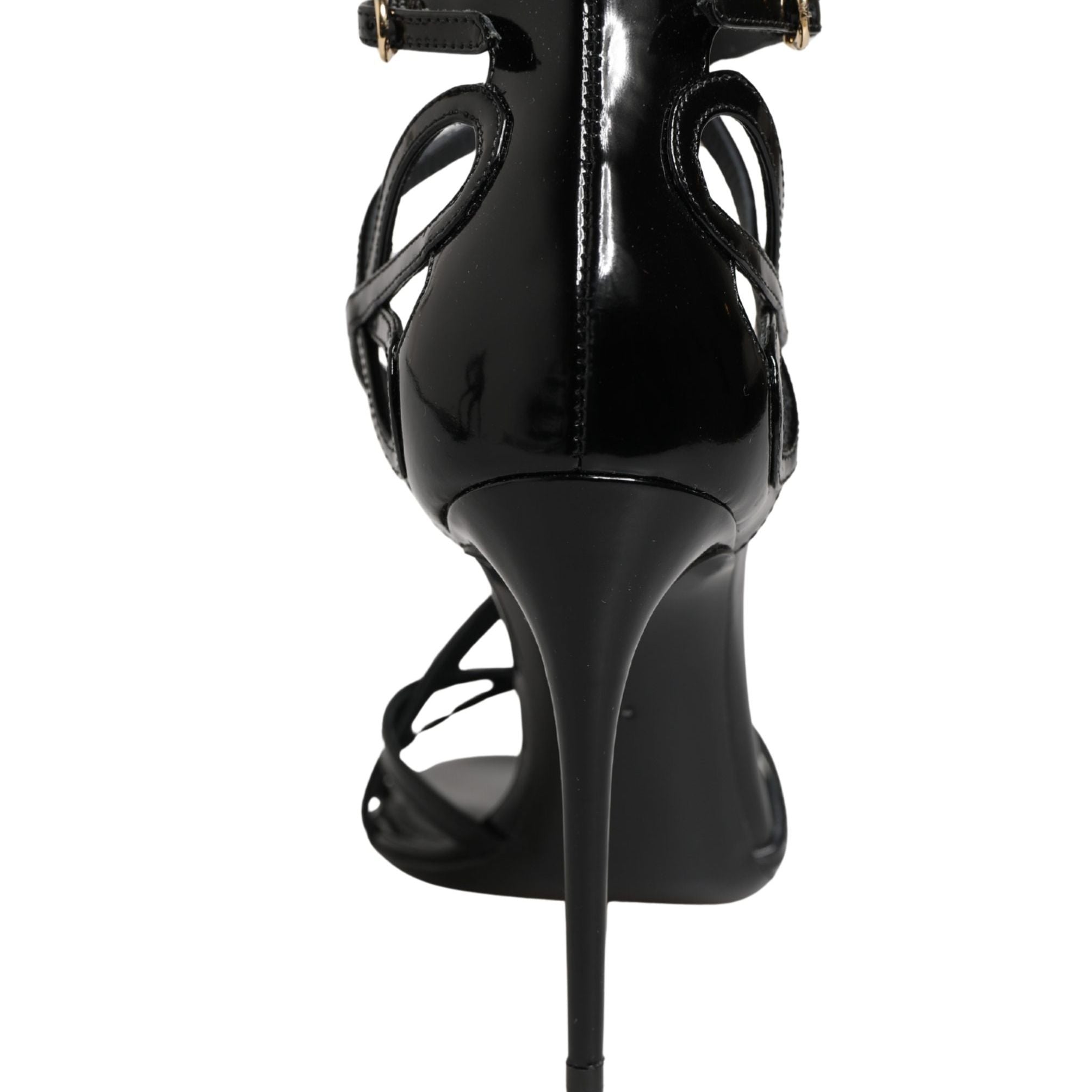Dolce & Gabbana Black Leather Stiletto Heel Sandals Shoes